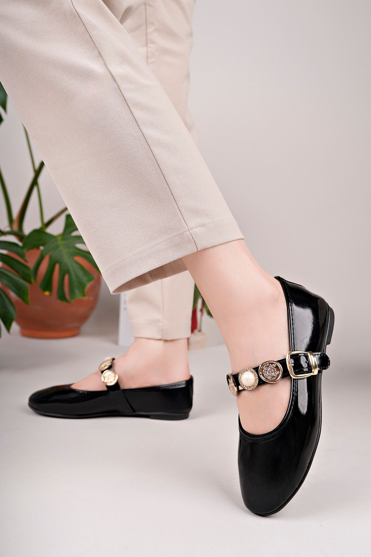 MODAPAPUÇ-Krakow Accessory Detail Flat Sole Women's Ballerinas 2