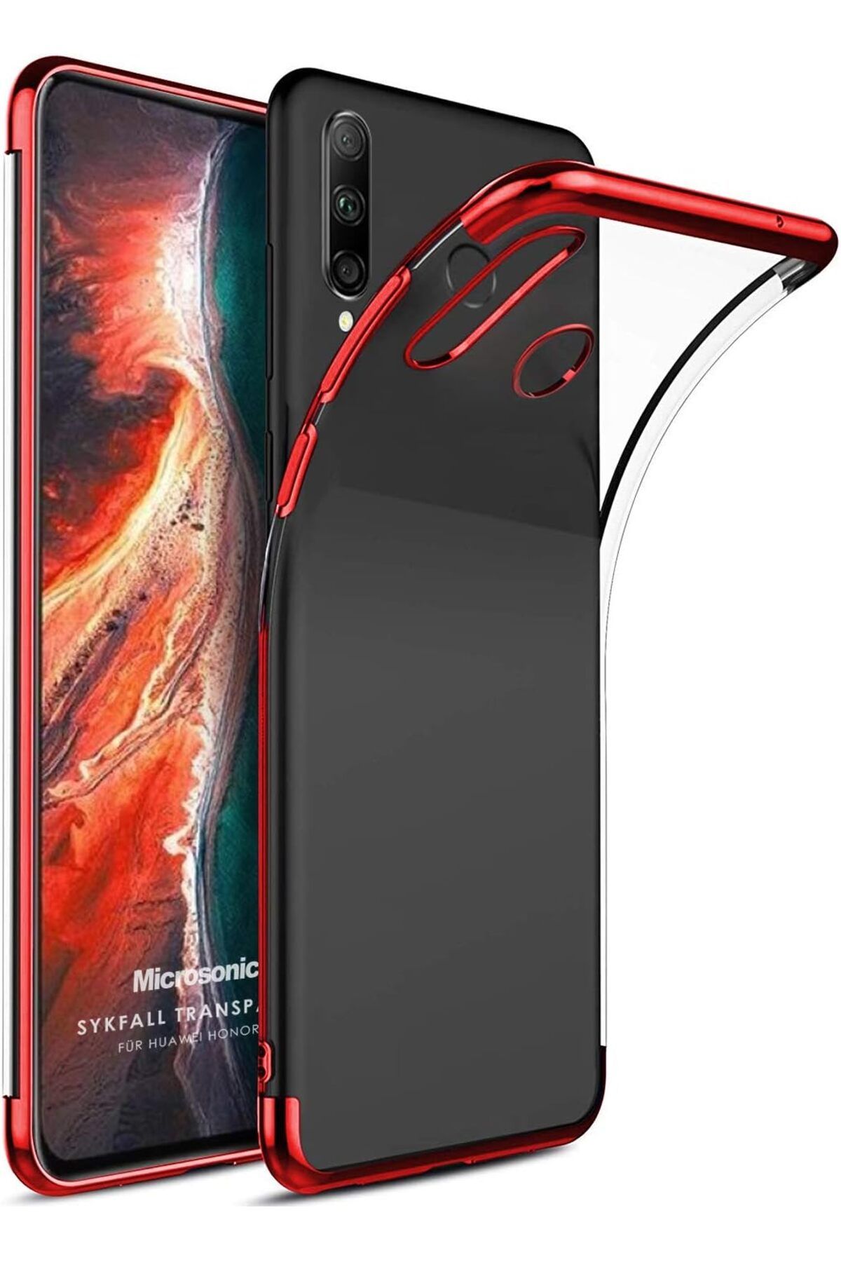 STOREMAX Honor 9X Kılıf Skyfall Transparent Clear Kırmızı TrendBazaar 1057563