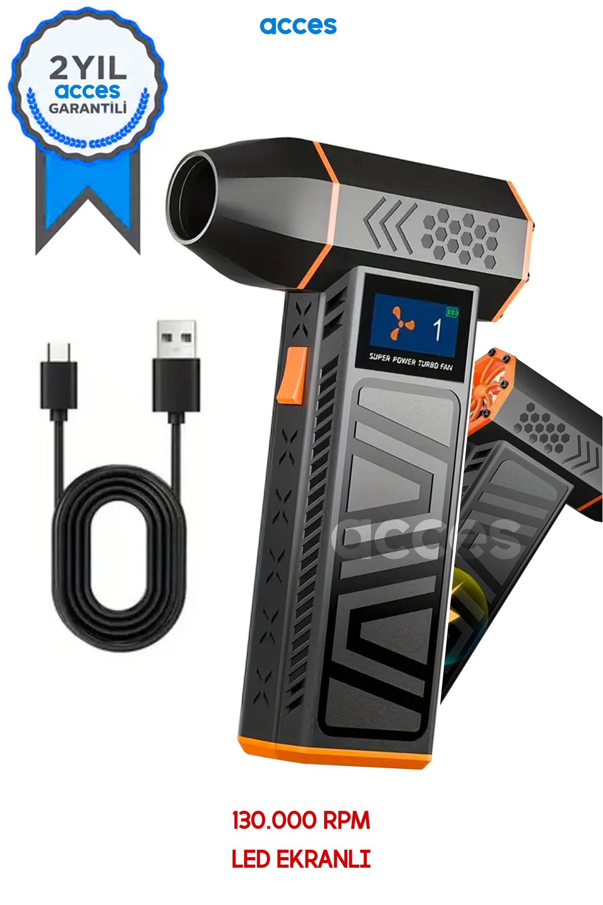 Ay&tel kids wear collections Led Ekranlı Turbo Jet Fan Ekranlı Turbo Şiddetli Fan 130.000RPM Yüksek Hızlı Güçlü Araç Üfleyici