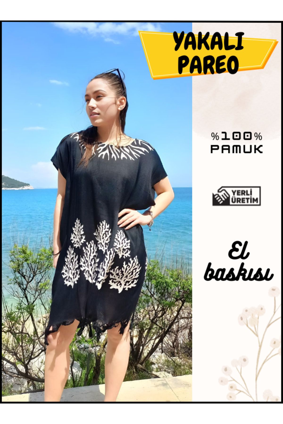 RENGARENK Yakalı Pareo Plaj Elbisesi