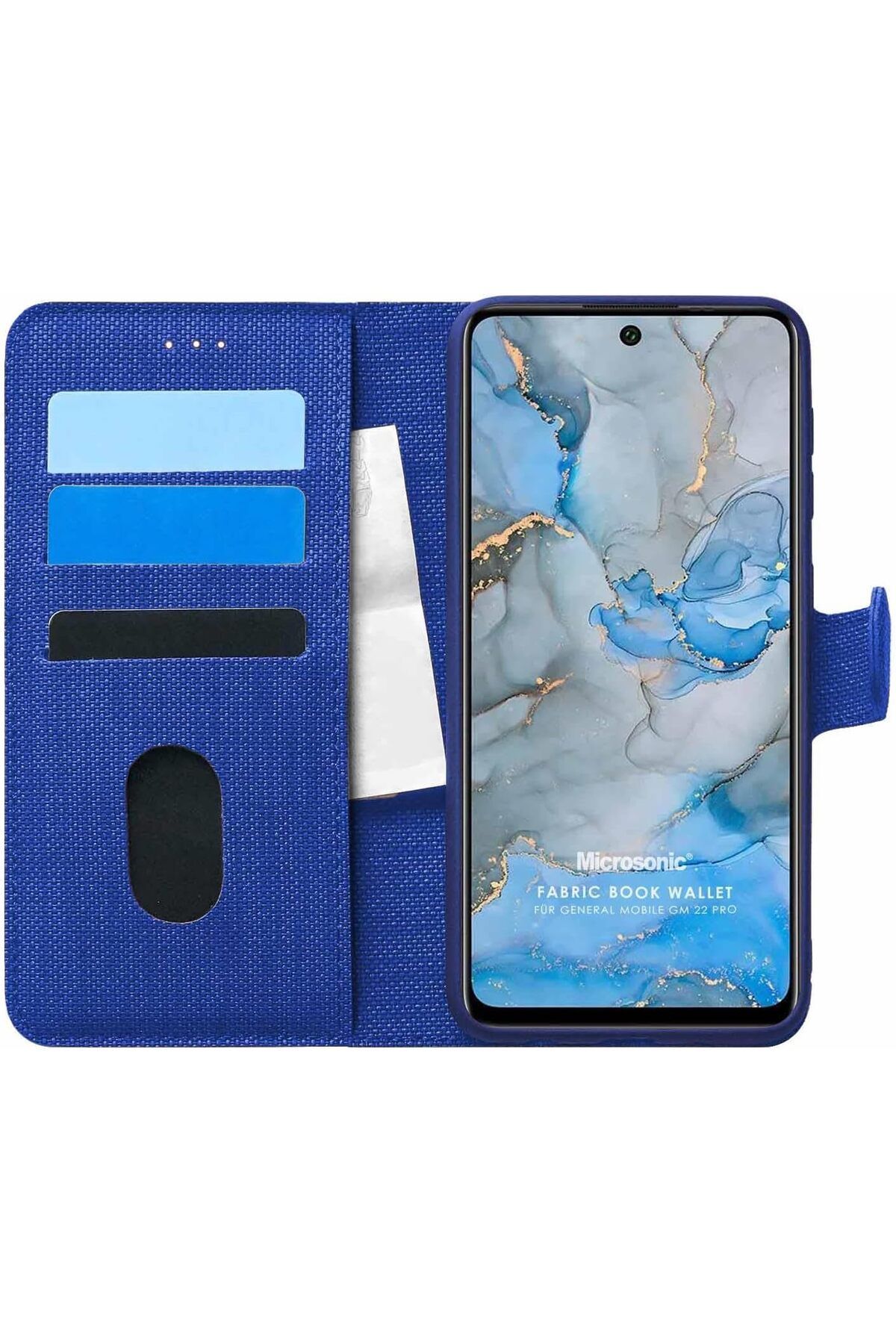 STOREMAX OZN General Mobile GM 22 Pro için Kılıf Fabric Book Wallet Lacivert [GM 22 Pro ile Uyumlu Kılıf