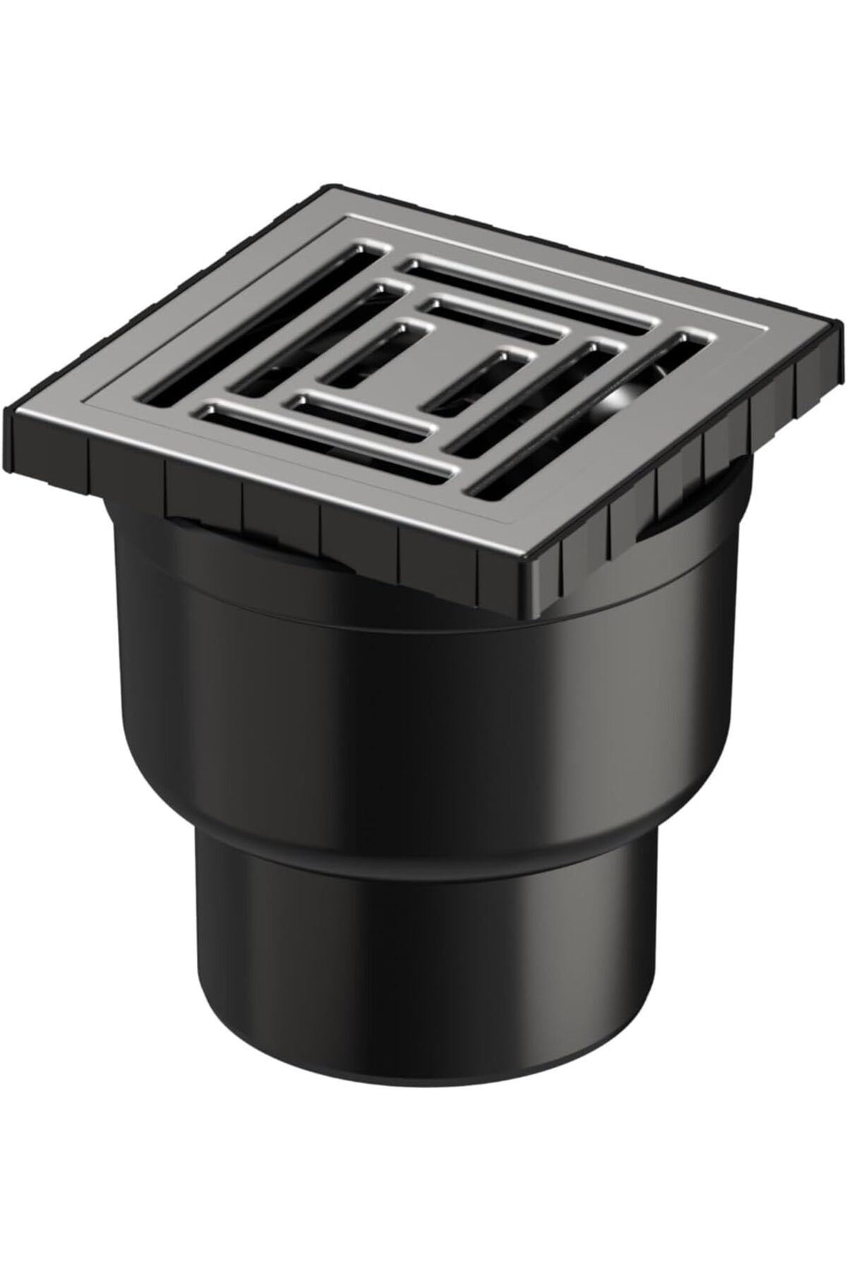 LUXE V-Flow Kare 5608282 Duş Kanalı, Alttan Çıkışlı, 10x10 cm, DK 800 Kapak, Mat Krom LXSHP 10555