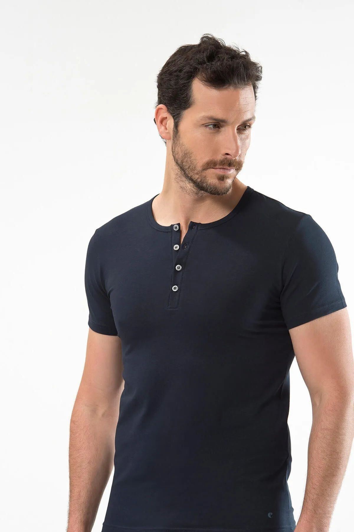 Cacharel 4 Adet Erkek Düğmeli Kısa Kollu % 95 Pamuk % 5 Elastan T-shirt