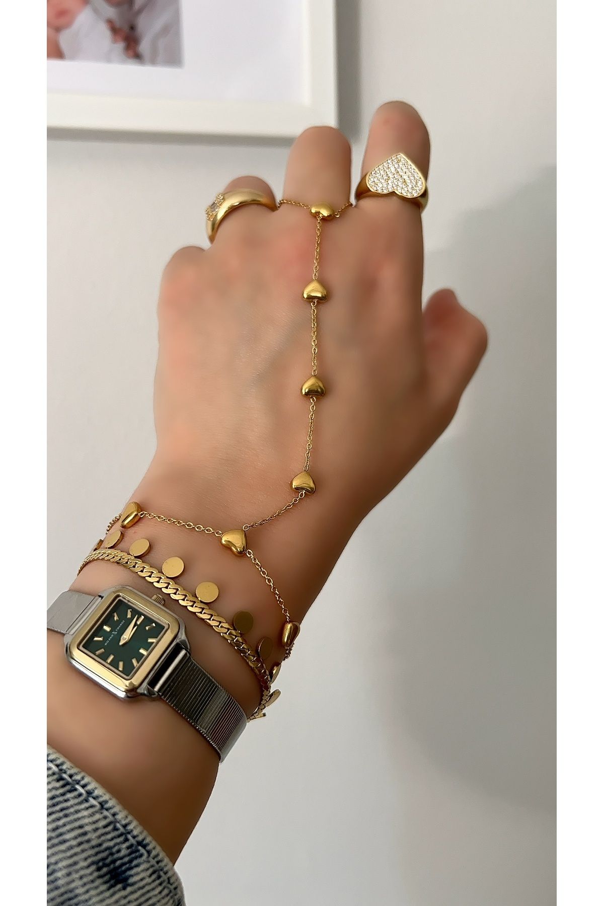 SU PERİSİ TAKI BİJUTERİ Çelik Gold Kalp Model Şahmeran
