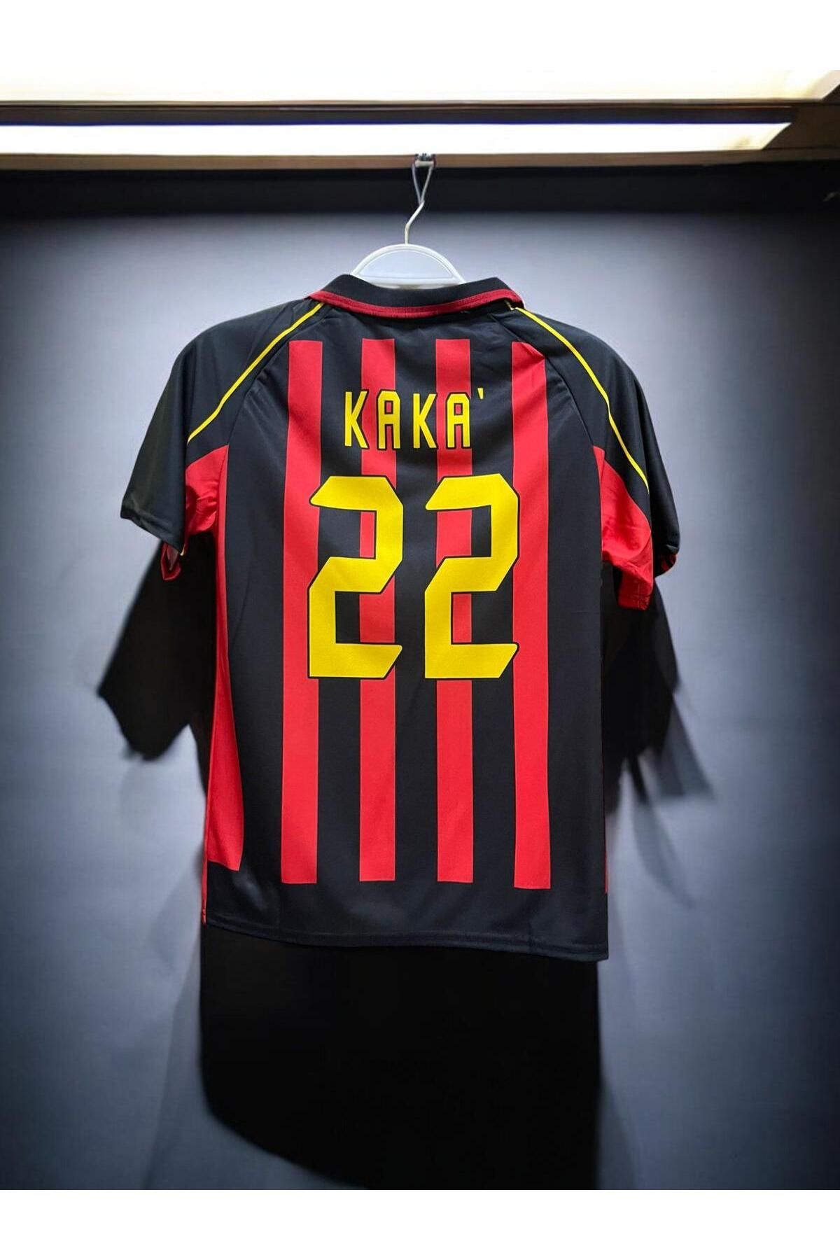 JANJON STAR Kaka Özel Tasarım Yakalı Siyah Kırmızı Renk Nostalji Forma / Kaka Leite Retro Forma