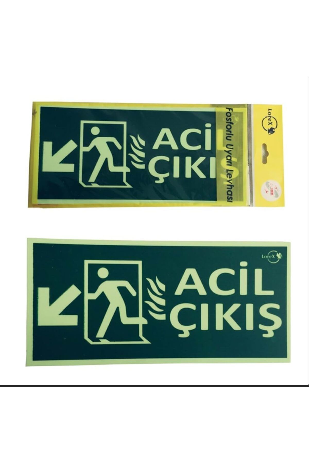 Mu Art Ahşap Mrt LR-FLD Fotolümen Fosforlu Yön Levhası - Sol - Aşağı Yön Ok Sembollü - Acil Çıkış Yaz