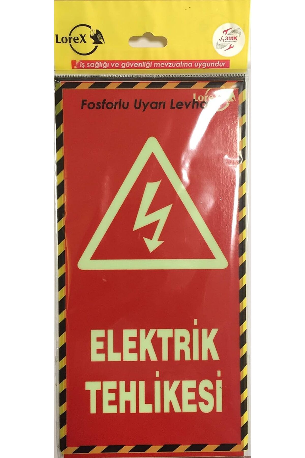 Mu Art Ahşap Mrt LR-FEH Elektrik Tehlikesi Yazılı Fosforlu Kırmızı Uyarı Levhası, Elektrik Tehlikesi Levha