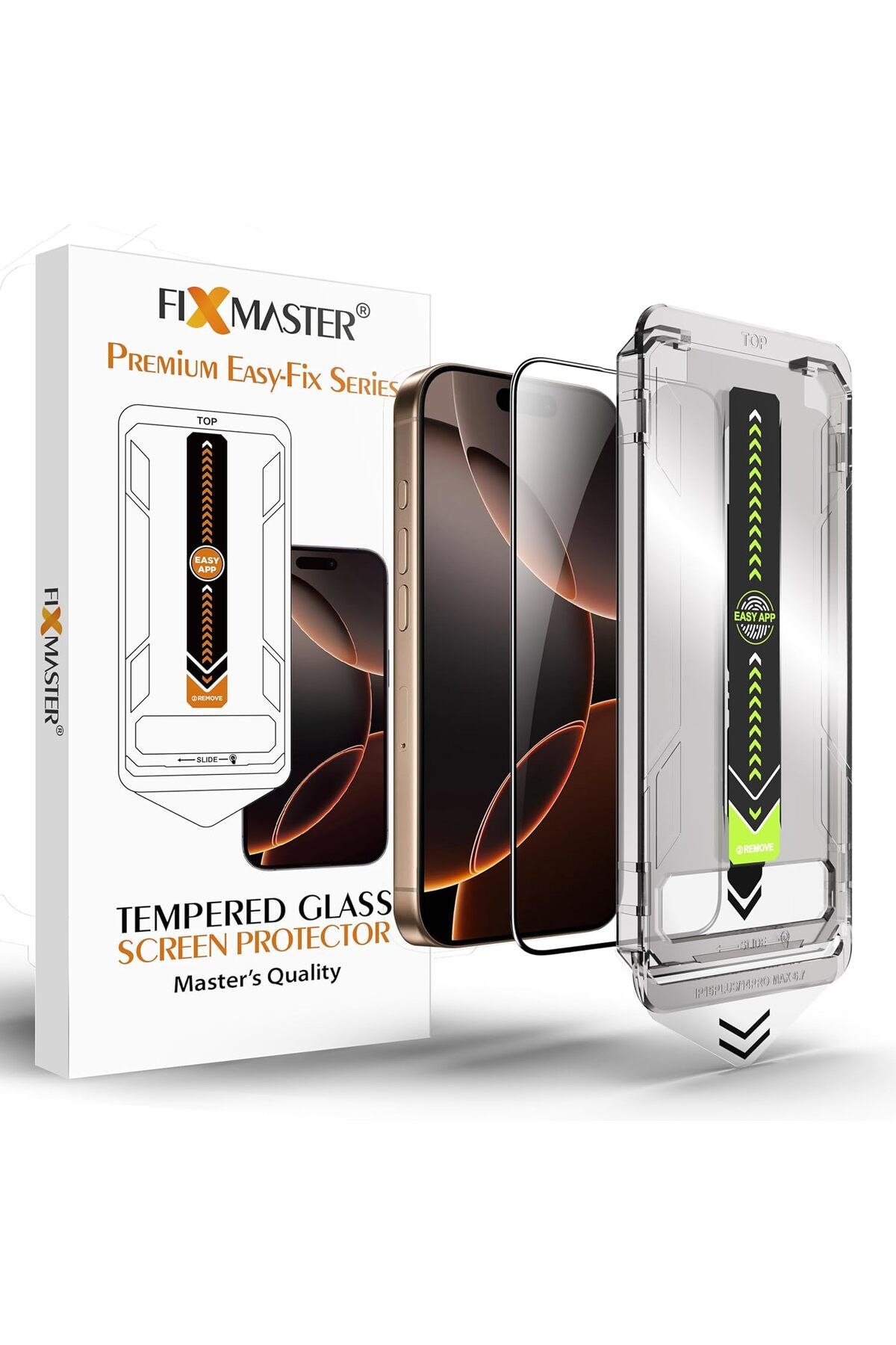 STOREMAX OZN iPhone 16 Pro Max İle Uyumlu Ultra Clear HD Temperli Cam, Easy Fix Kolay Kurulum Serisi Yüksek