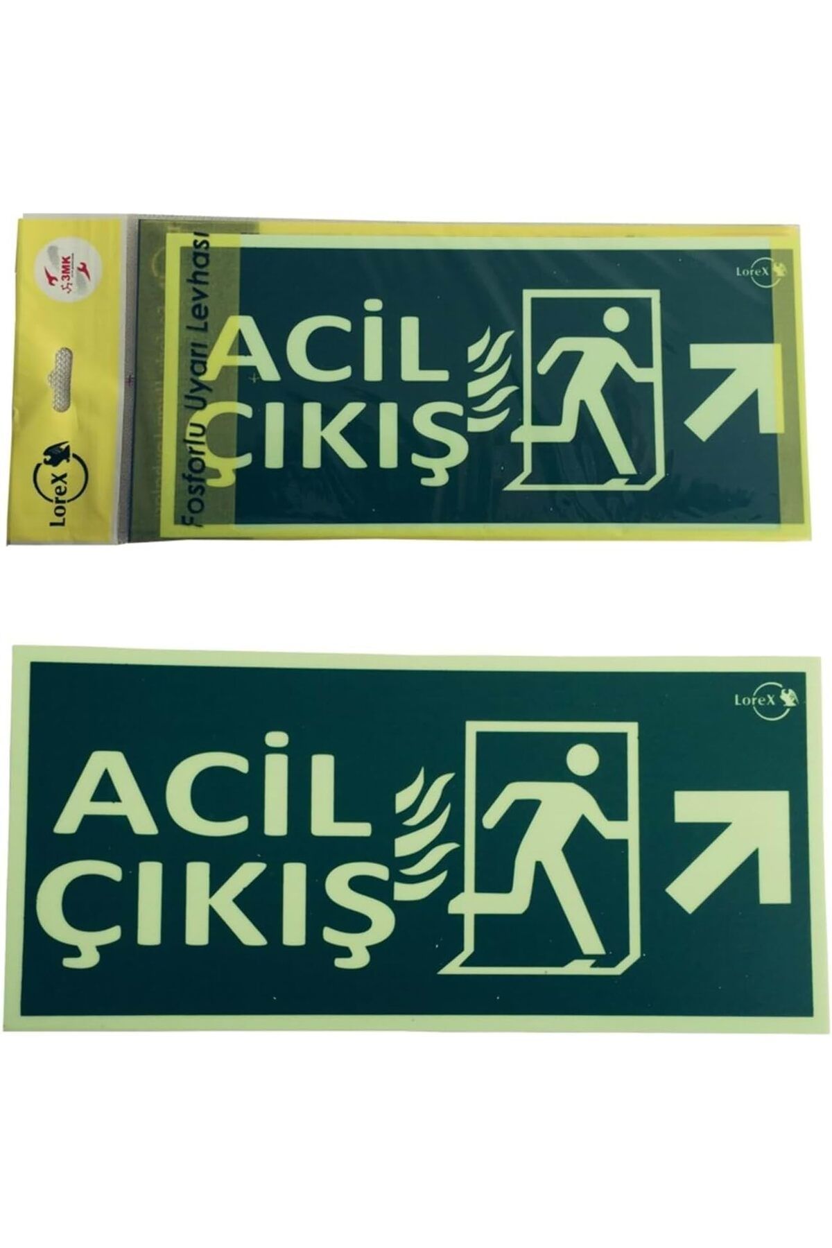 Mu Art Ahşap Mrt LR-FRU Fotolümen Fosforlu Yön Levhası - Sağ Yukarı Yön Ok Sembollü - Acil Çıkış Yazı
