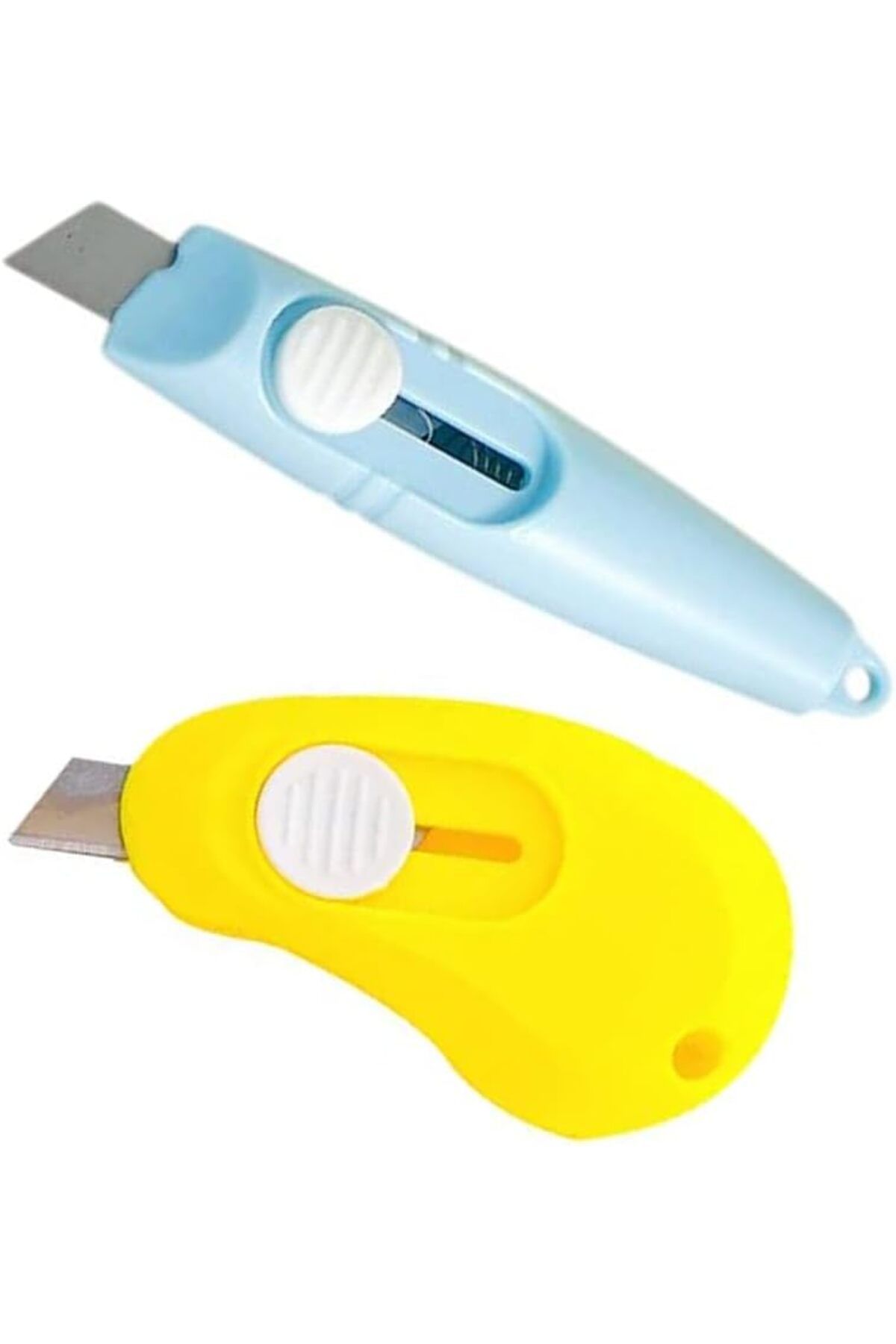 STOREMAX OZN 2 Adet Çelik Bıçaklı Mini Tekli Falçata Maket Bıçağı, 2 Farklı Model Portatif Küçük