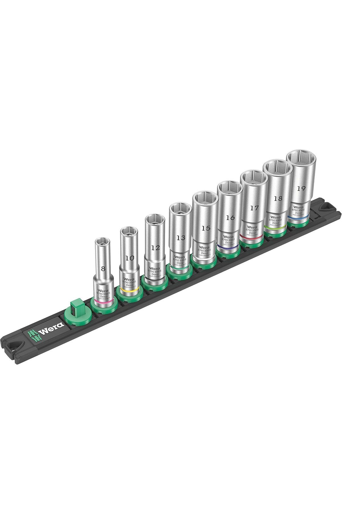 LUXE 05005440001 Mıknatıslı Lokma Çubuğu, B Deep 1 Lokma Anahtar Seti, 3/8 inç Tahrikli, 9 Parça