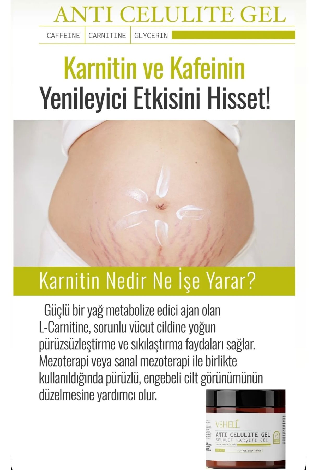VSHELL İnceltici1, Sıkılaştırıcı, Selülit Ve Çatlak Giderici Vücut Şekillendirici Jel 250 ML