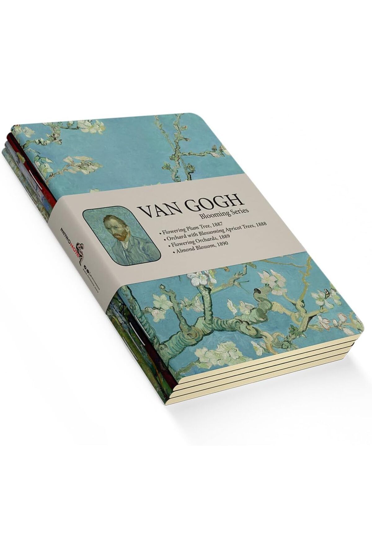 STOREMAX Rom Blooming Series - A6, Van Gogh 4'lü Defter Seti II, Çizgisiz, Toplam 192 Sayfa, Her biri 48 Sa