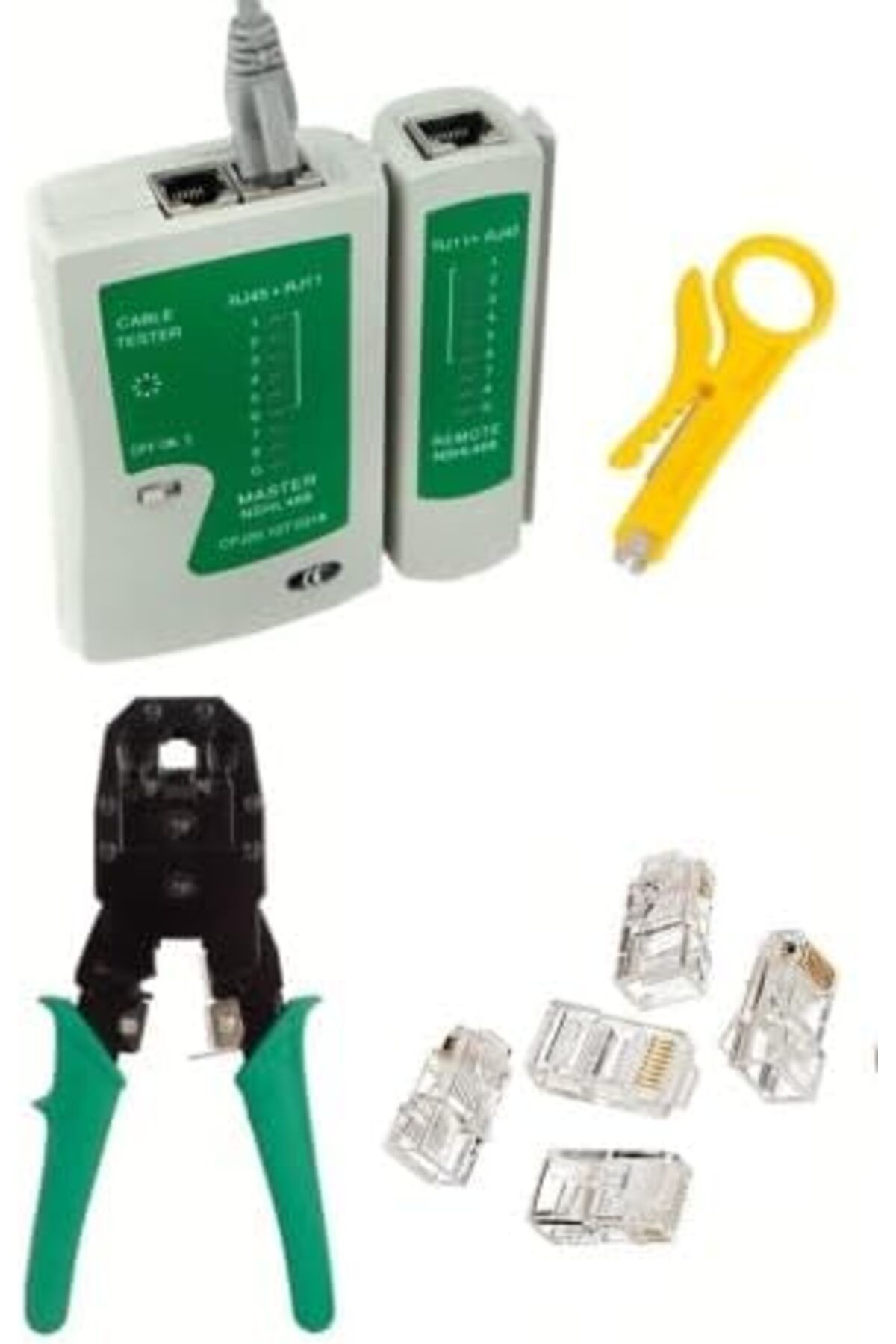 STOREMAX Rom RJ11 RJ9 Jack Telefon Data Kablosu Sıkma Çakma Pensesi + Cat5 Cat6 Data Telefon Kablosu Test C