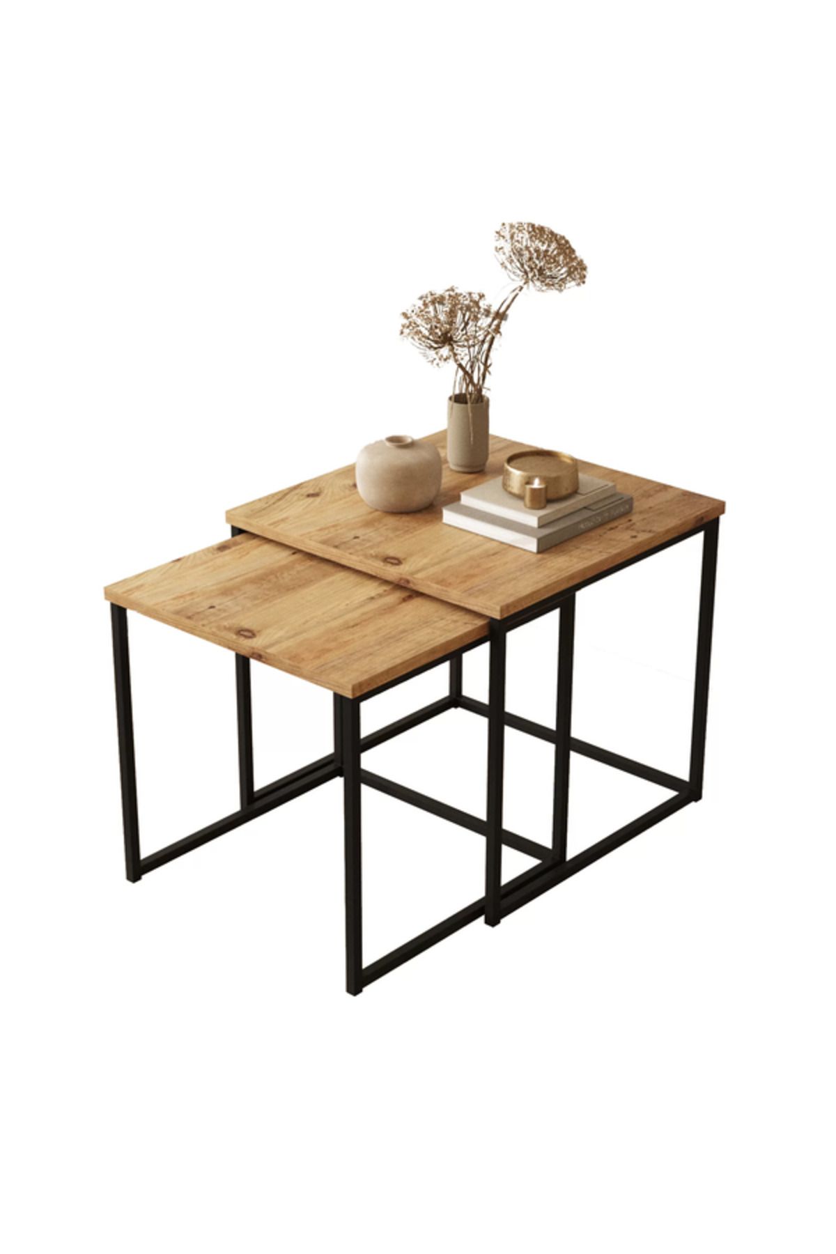 Orient-طقم طاولات متداخلة من قطعتين من خشب MDF - تصميم عصري 4