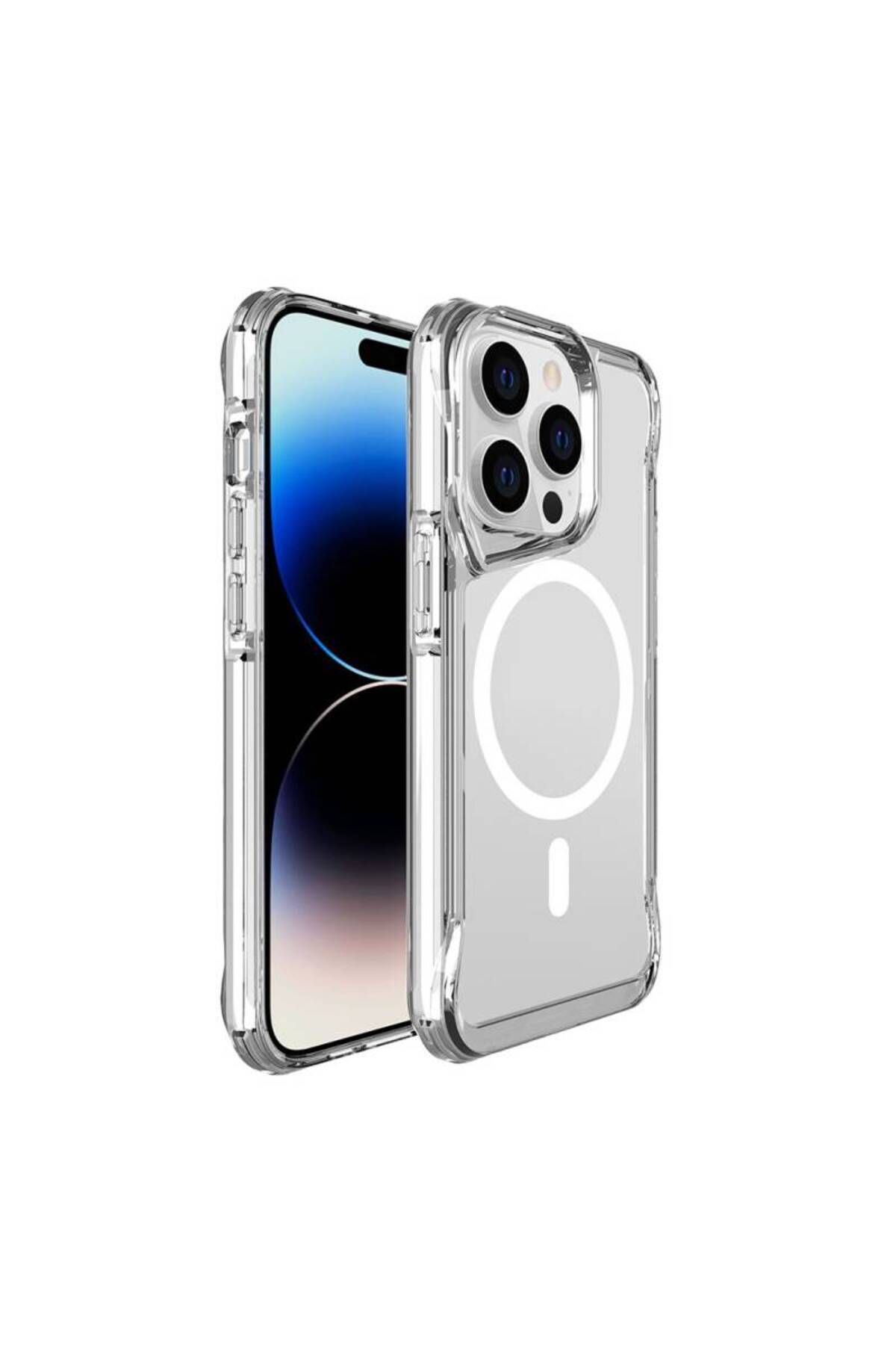Hojar Apple iPhone 15 Pro Uyumlu Kılıf Magsafe Wireless Kablosuz Şarj Destekli Sert Darbe Emici Kapak
