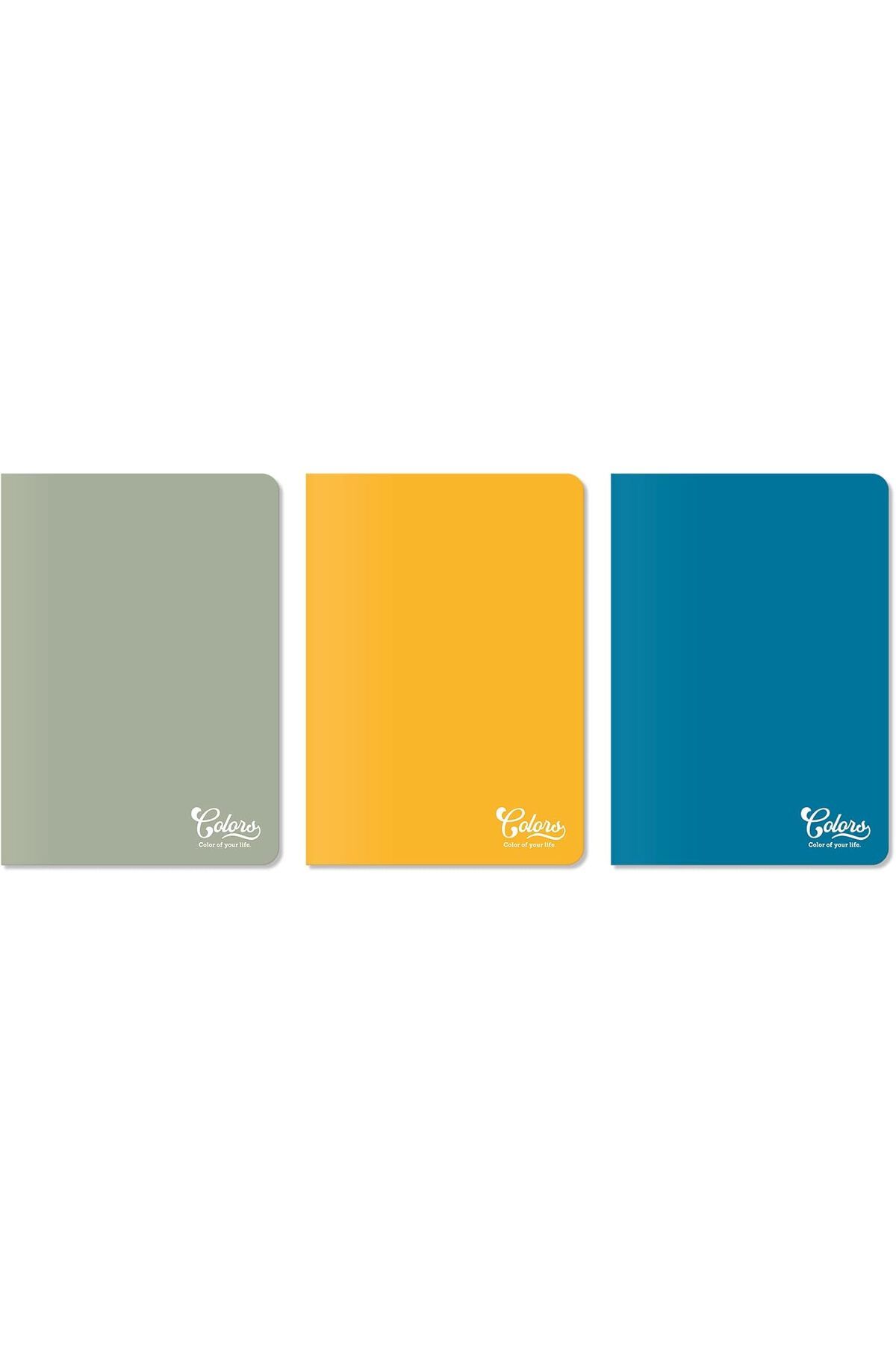 STOREMAX ELZ Colors Ofis Serisi, A4 60 Yaprak Çizgisiz Karton Kapaklı Defter 3'lü Paket,Mavi, Gri, Sarı F