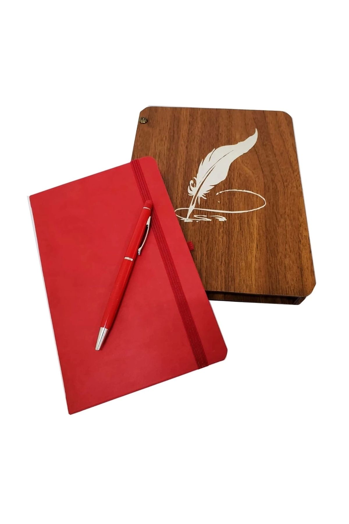 YNT İthalat Ahşap Kutulu Defter Kalem