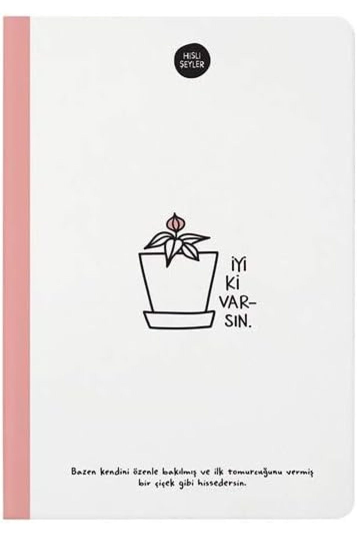 Mu Art Ahşap Mrt Color Hisli Şeyler 'İyi Ki Varsın' Çizgili Sert Kapak Defter, 14x20 cm, 64 Yaprak, Çok Renk