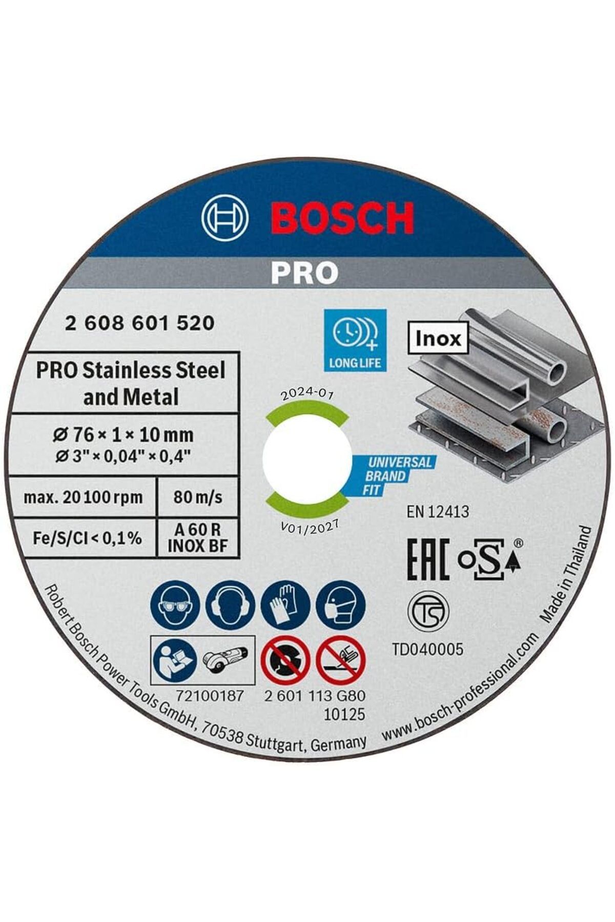 STOREMAX Rom Professional Accessories 5 adet kesme diski (Inox uzmanı, 10 mm yuvalı açılı taşlama makin