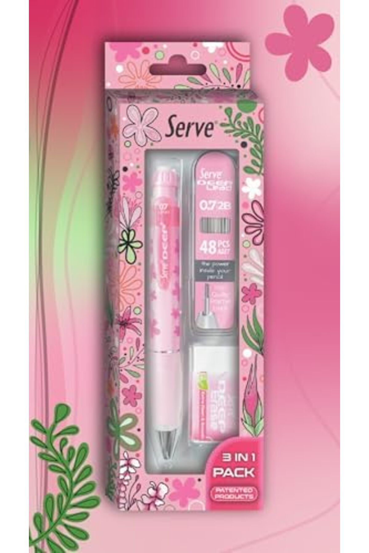 STOREMAX-Deep Pencil with Nature Pattern, Deep Eraser and Deep Min, 0.7 Mm, Candy Pink Trendbazaar 1057563 3