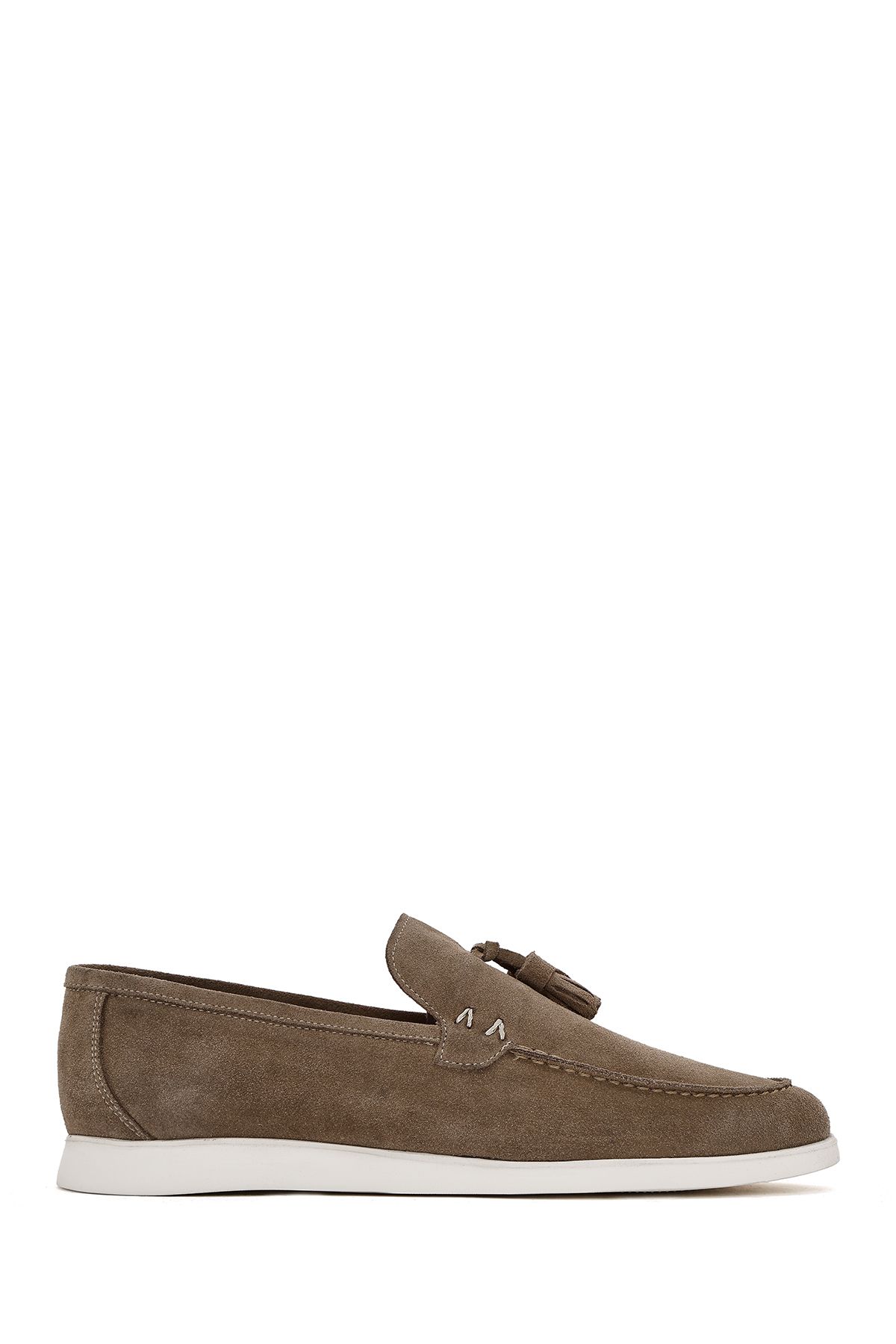 Derimod Erkek Bej Püsküllü Süet Deri Casual Loafer 25SFD750310