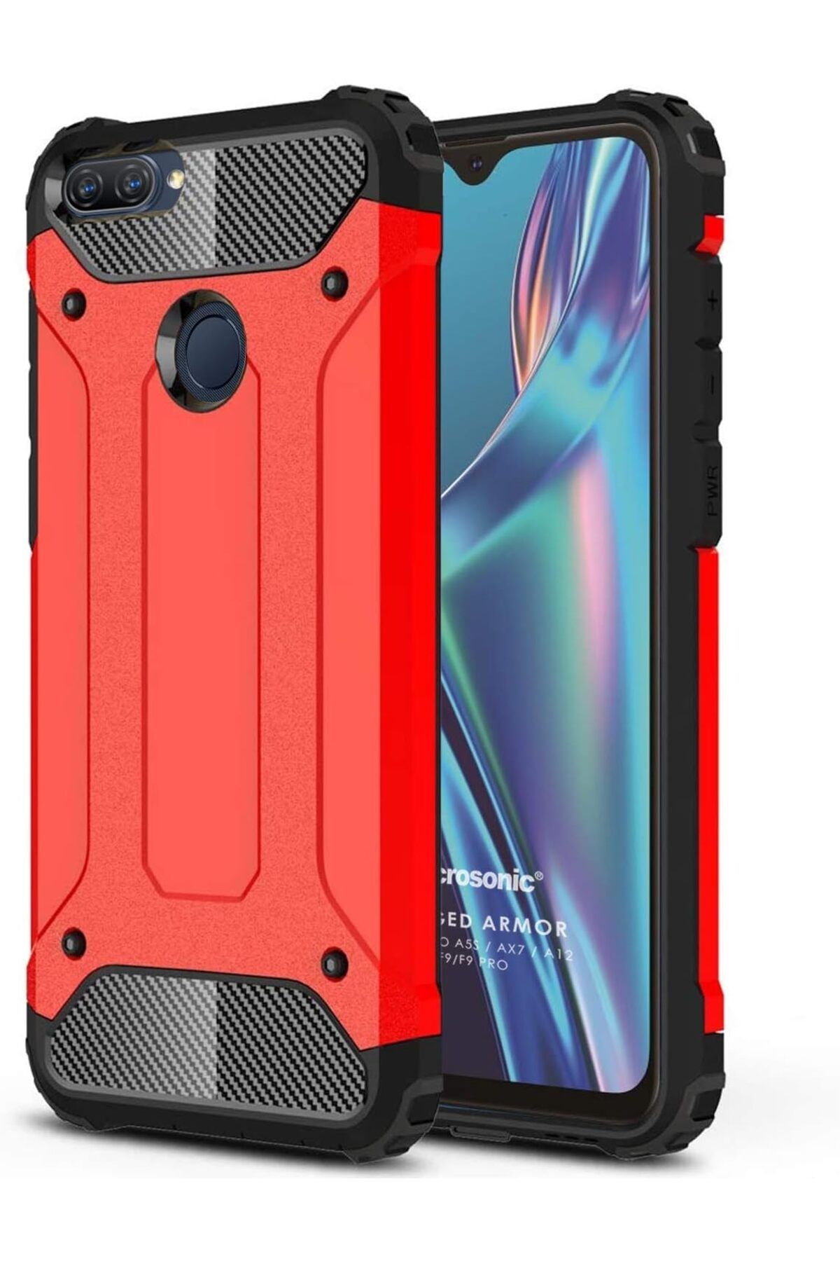 STOREMAX Rom Oppo F9 / F9 Pro Kılıf Rugged Armor Kırmızı Romshp 1067323