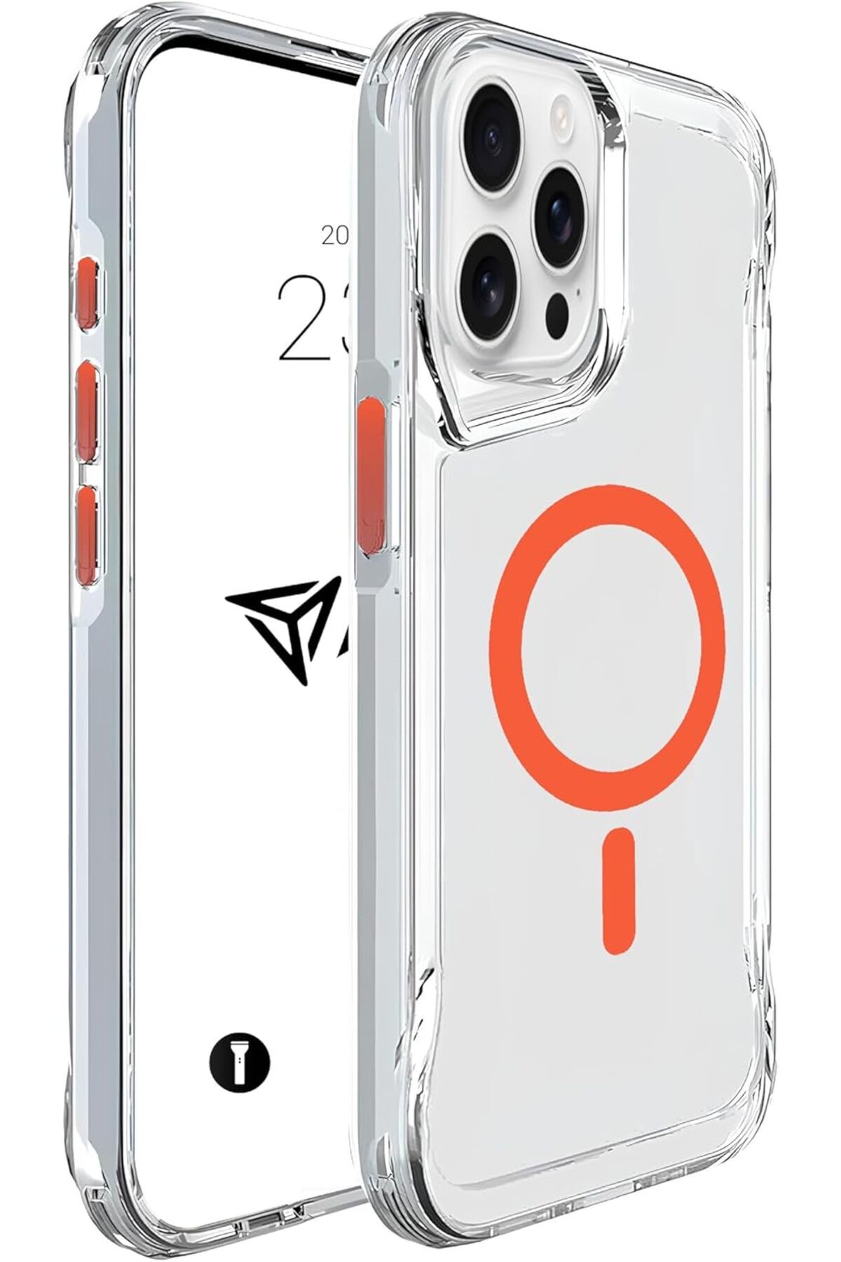 LUXE iPhone ile Uyumlu Şeffaf Sert Mika Sararmaz Renkli Magsafe Kılıf (Turuncu, iPhone 15 Pro Max) LX