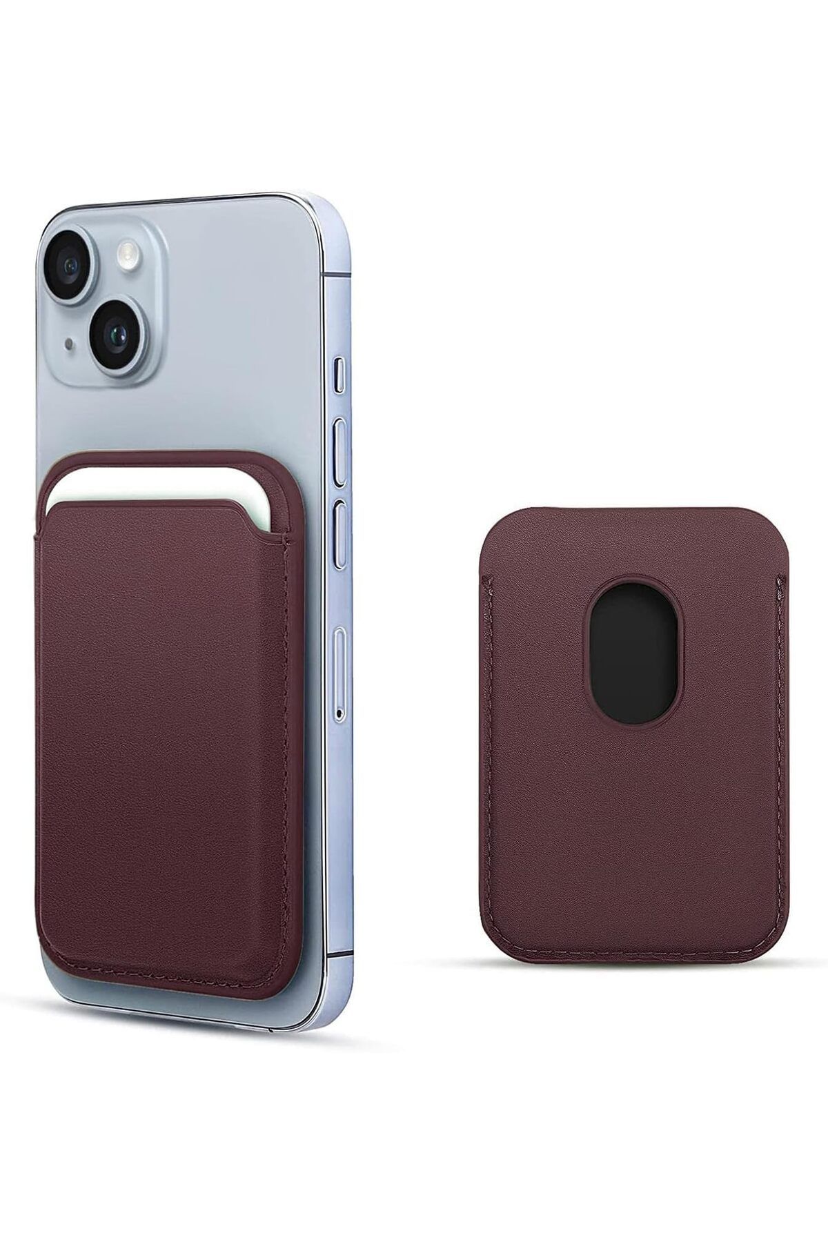 STOREMAX Rom Kılıf iPhone 15 için Leather Wallet MagSafe Mor [iPhone 15 ile Uyumlu Kılıf - Mor] Romshp