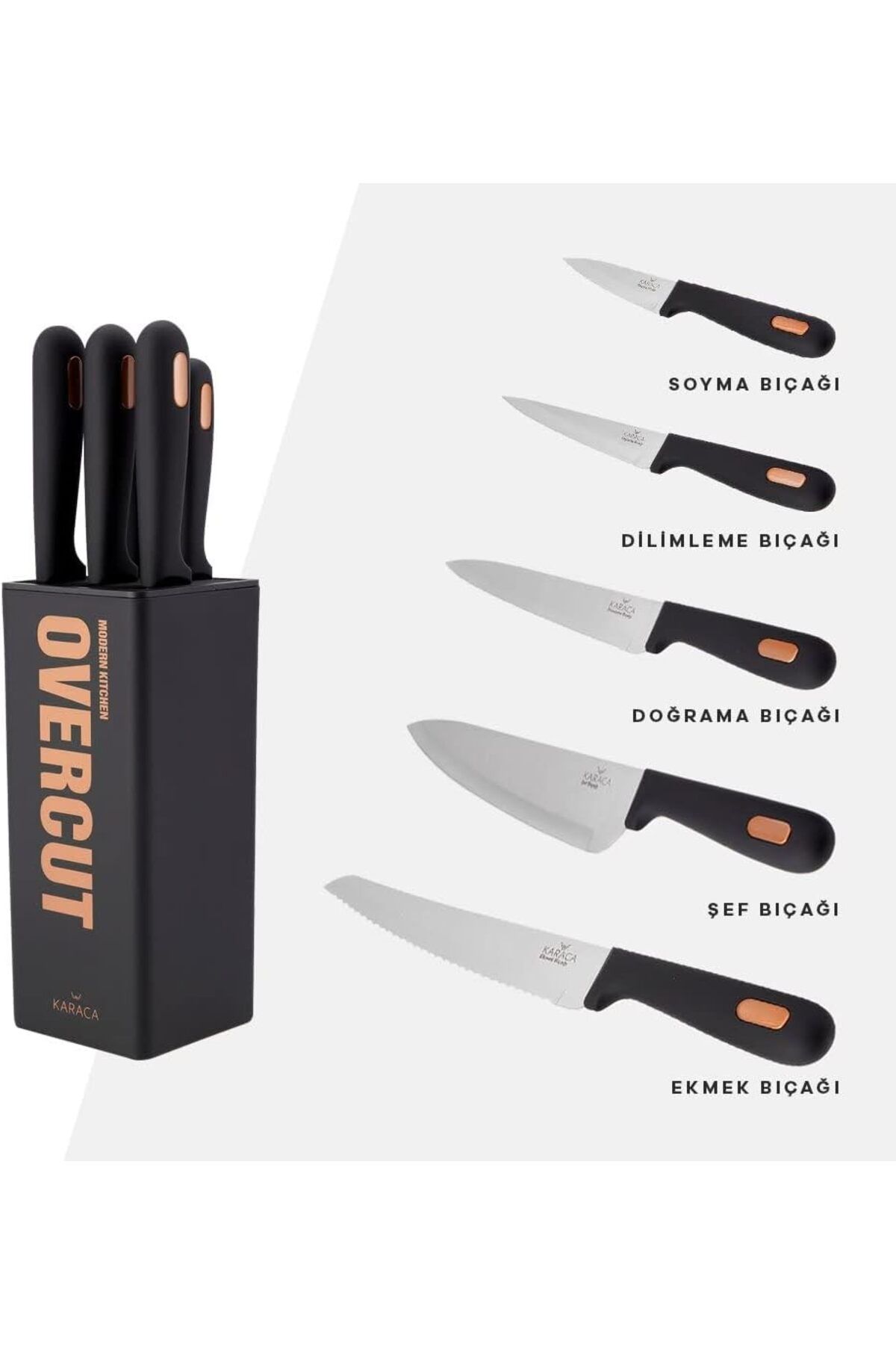 STOREMAX ELZ Overcut 6 Parça Bıçak Seti, Siyah FRNTR 1127478