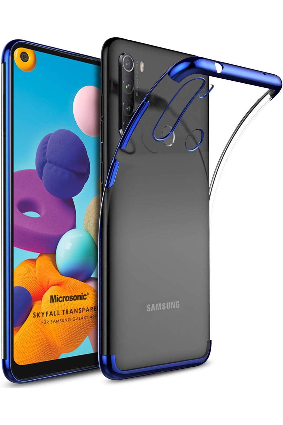 STOREMAX ELZ Galaxy A21 Kılıf Skyfall Transparent Clear Mavi FRNTR 1127478