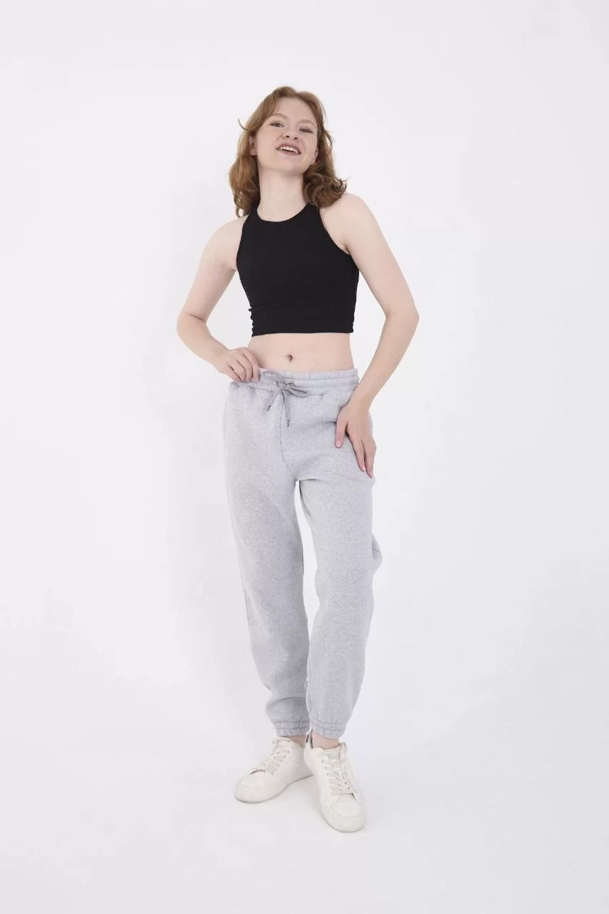 FantaziAtölyesi Üç İplik Basic Lastikli Eşofman Pantolon - Gri