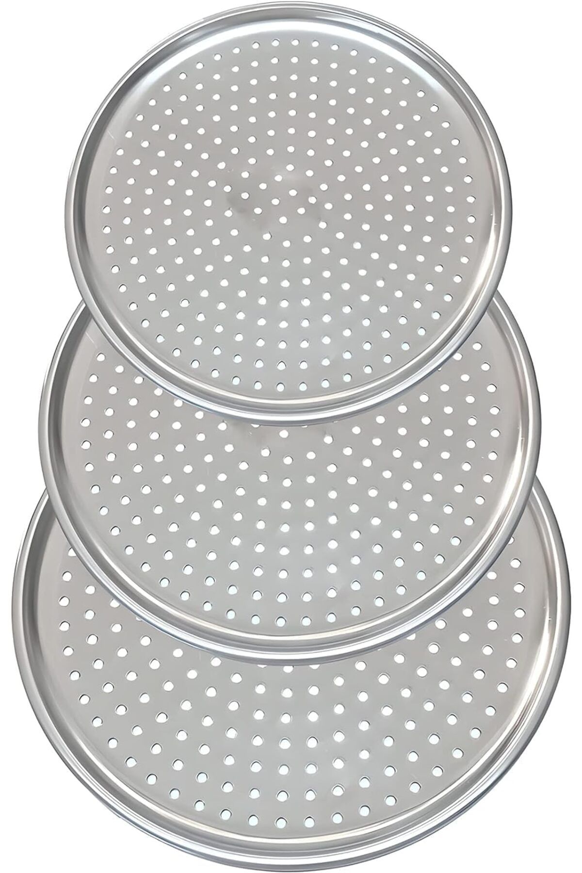 STOREMAX ELZ Home Paslanmaz Çelik Pizza Tepsisi,Delikli Lahmacun Ve Pizza Tavası,Fırın Tepisisi (32 Cm) F