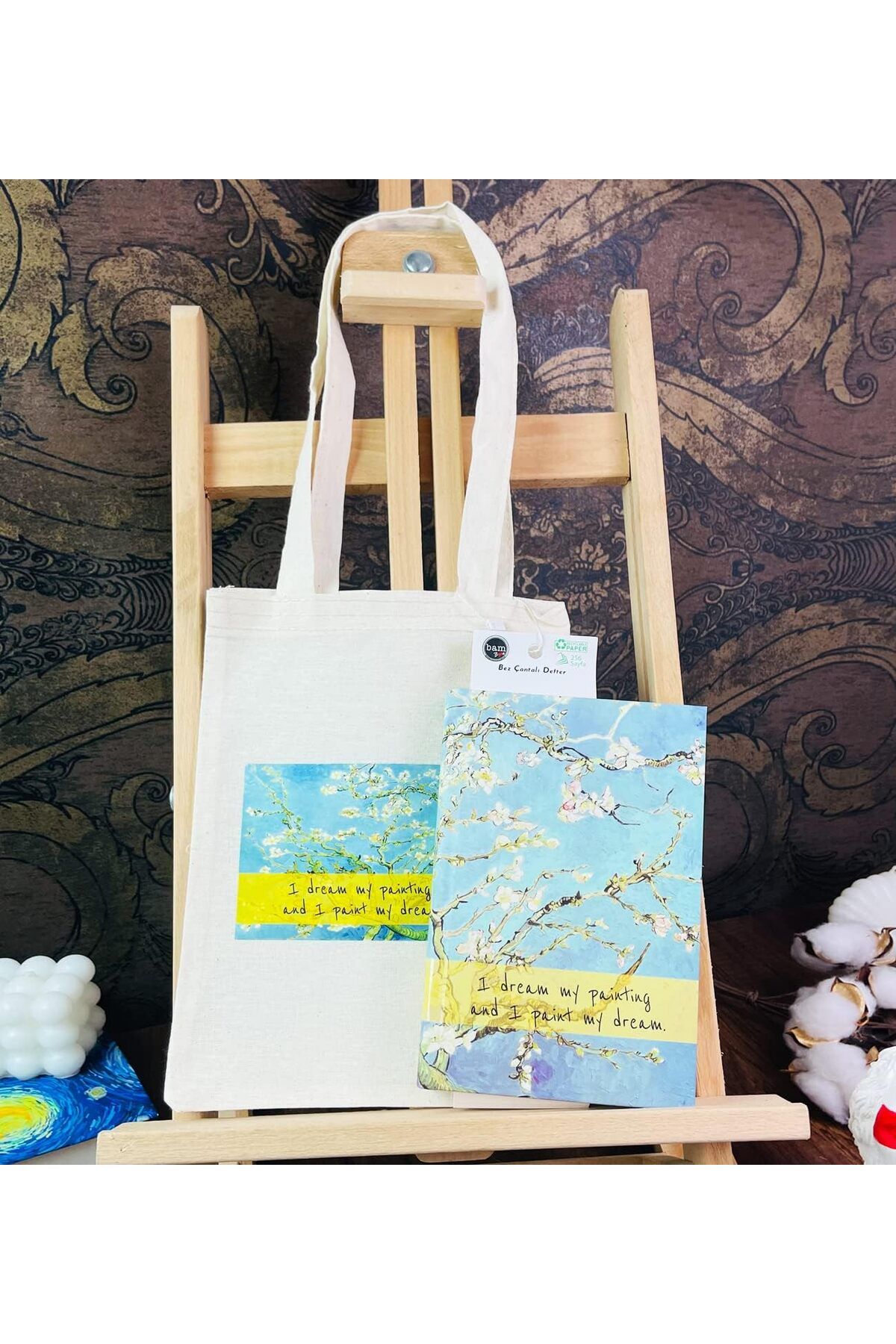 STOREMAX Çiçek Tasarımlı Kalın Kitap Görünümlü Defter Ve Bez Çanta Set FRNTR 1127478