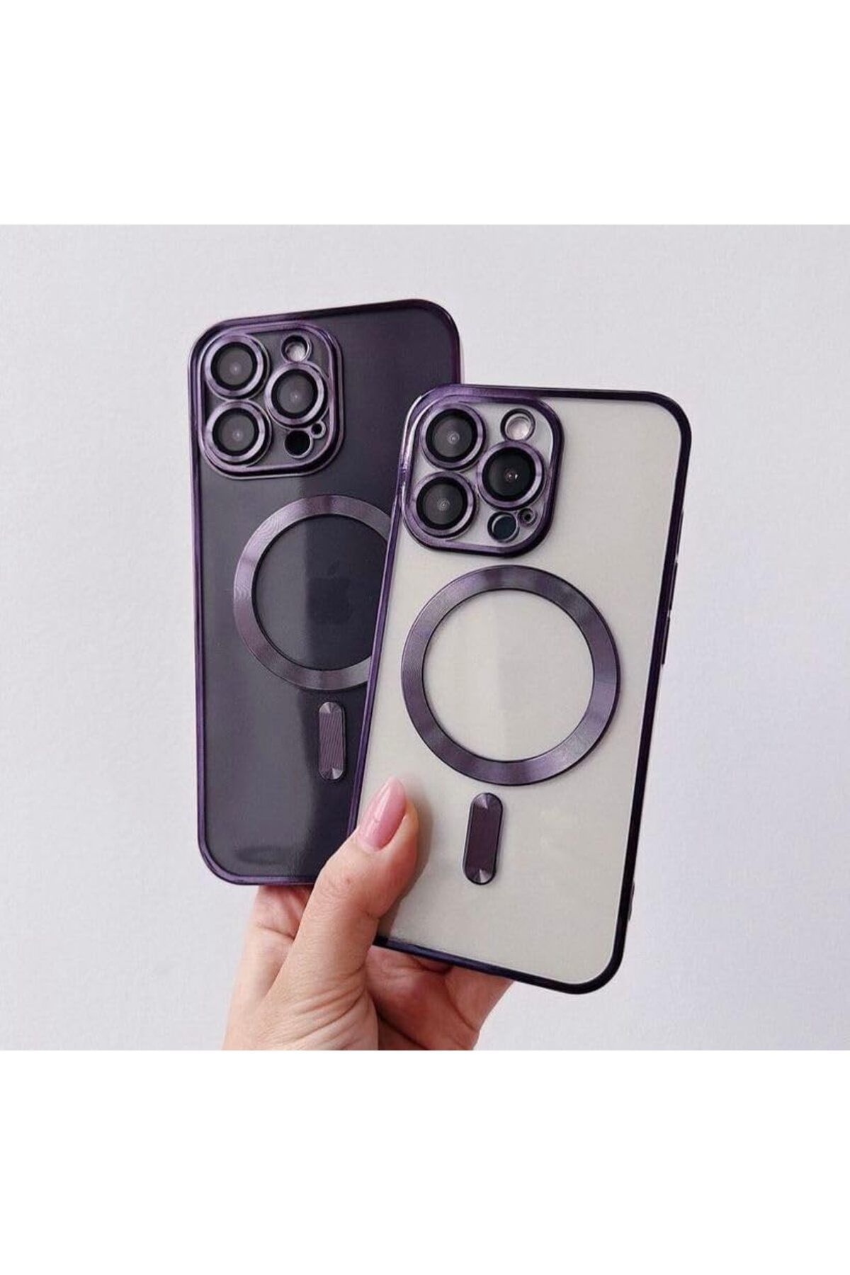 LUXE aks iphone 13 pro için kablosuz şarj ile uyumlu, kamera lens korumalı lazer kılıf mor LXSHP 10