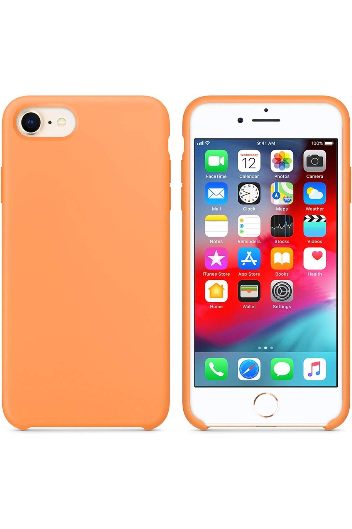 STOREMAX iPhone 8 için Kılıf Liquid Lansman Silikon Papaya [iPhone 8 ile Uyumlu Kılıf - ] TrendBazaar 1