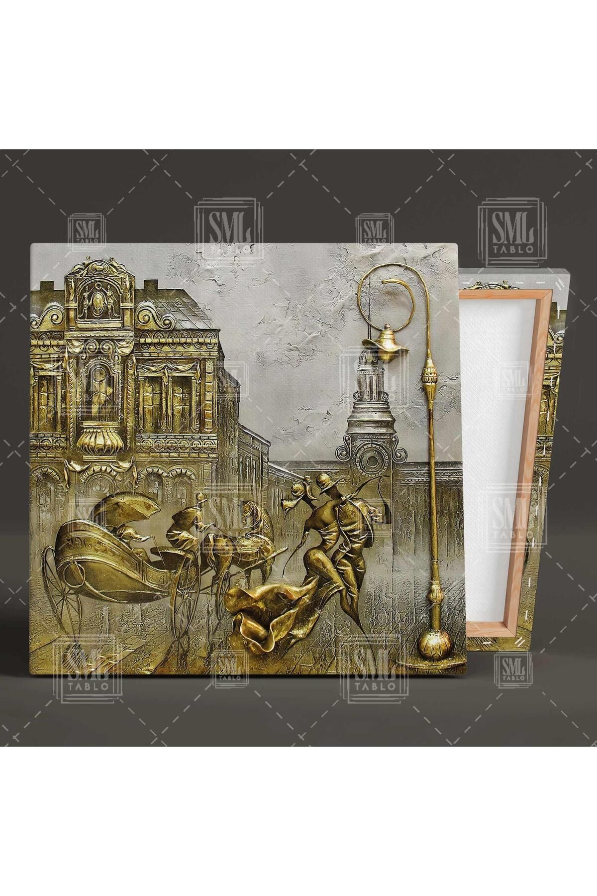 SML TABLO-Couple Dancing under the Lights of the City Relief Square Canvas Print 2