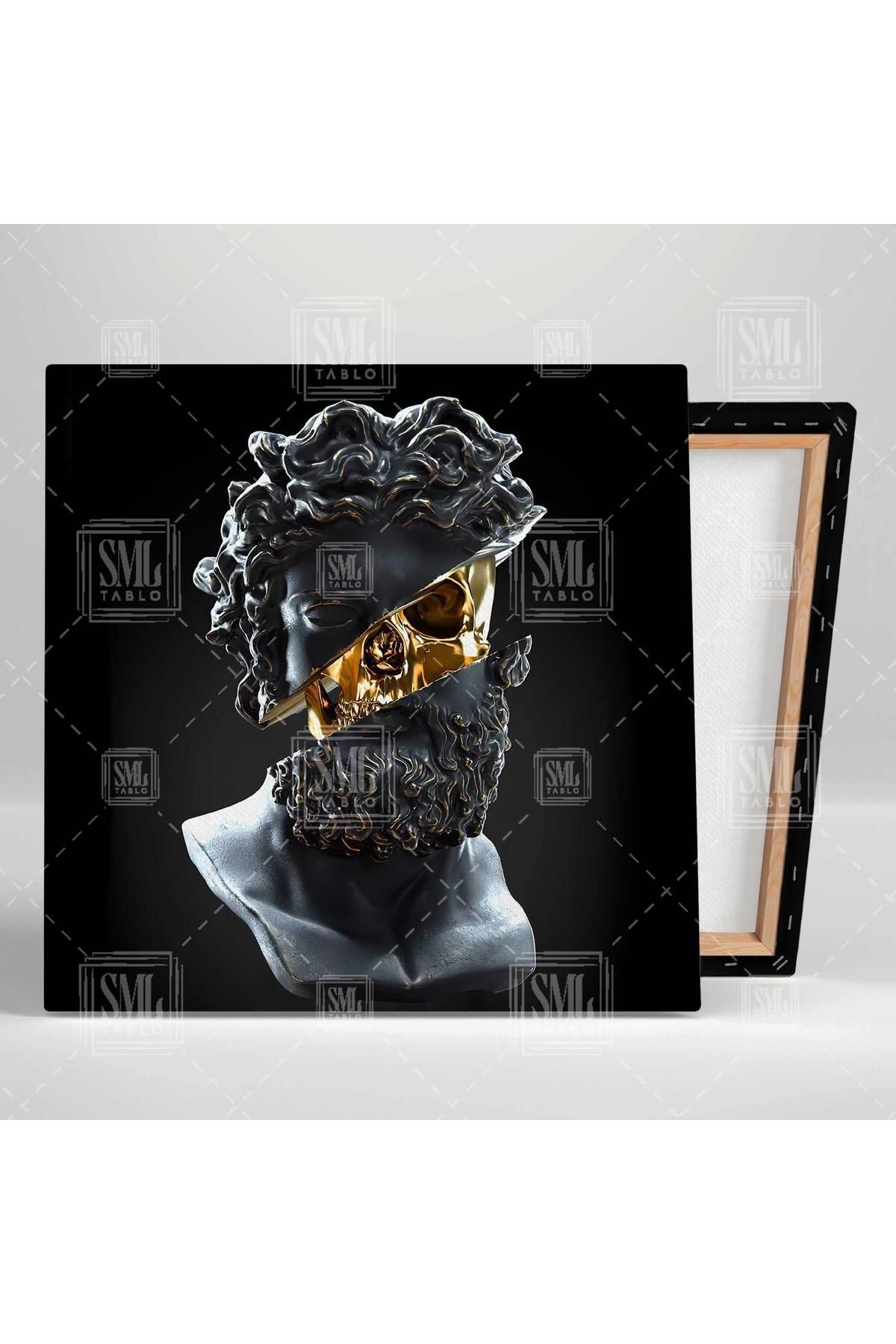 SML TABLO-Black Bust Square Canvas Painting with Gold Head 2