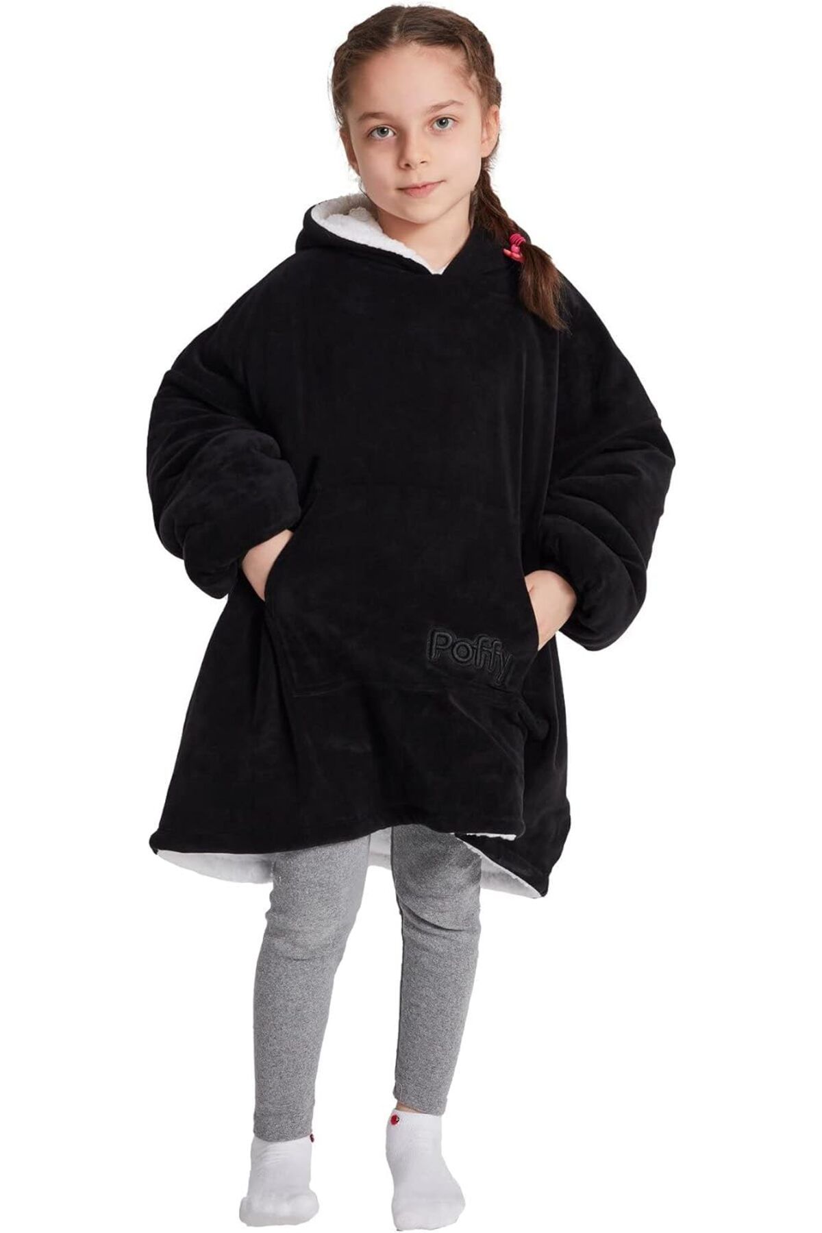 Mu Art Ahşap Mrt Çocuk Oversize Giyilebilir Battaniye TEK BEDEN ÇOK RAHAT 11 Yaş Altı Unisex Hoodie Peluş Ka