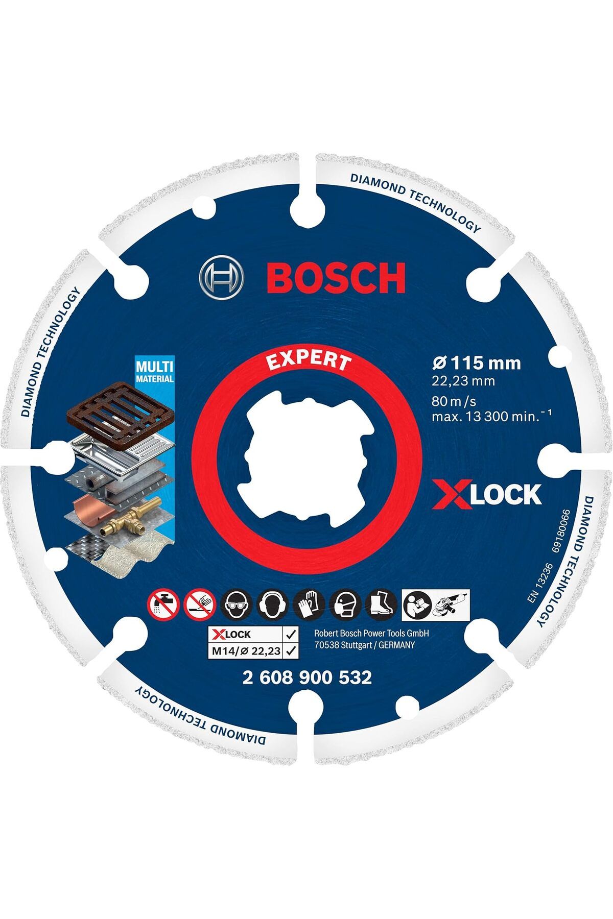 LUXE Professional 1x EXPERT Diamond Metal Wheel X-LOCK Kesme Diski 115 mm (Dökme demir, Paslanmaz çeli