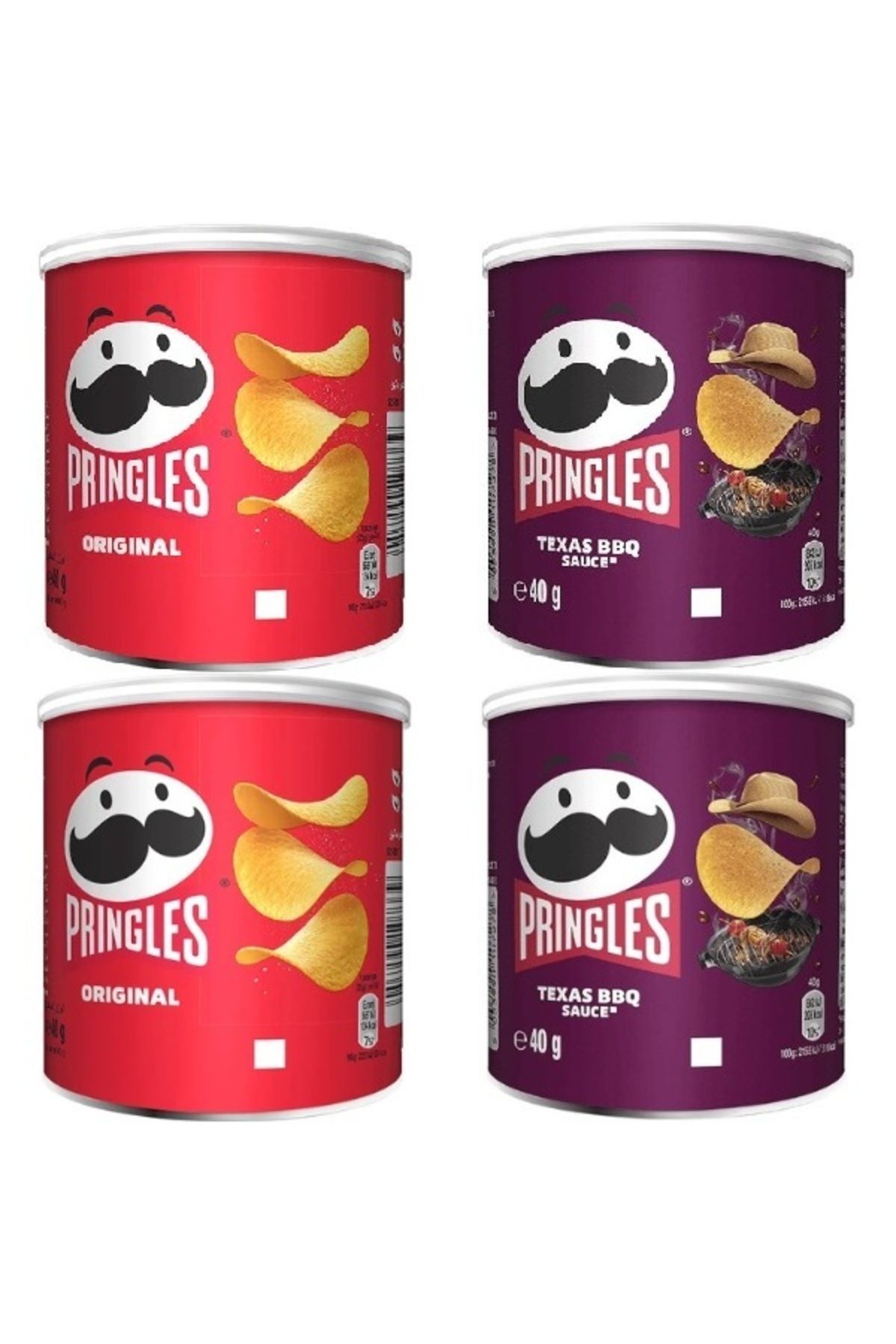 Pringles 2x Original & 2x Texas BBQ 4X40GR