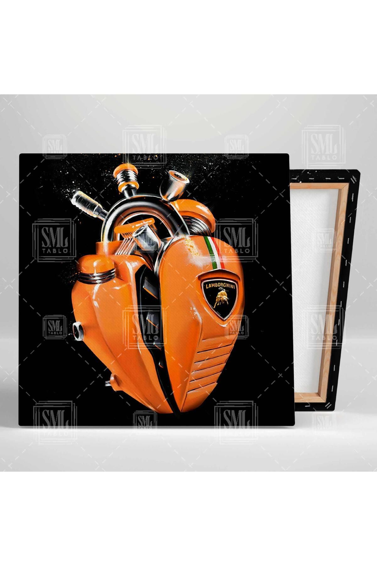 SML TABLO-The Heart of Orange Car Engine the Heart of Lamborghini Square Canvas Painting 2