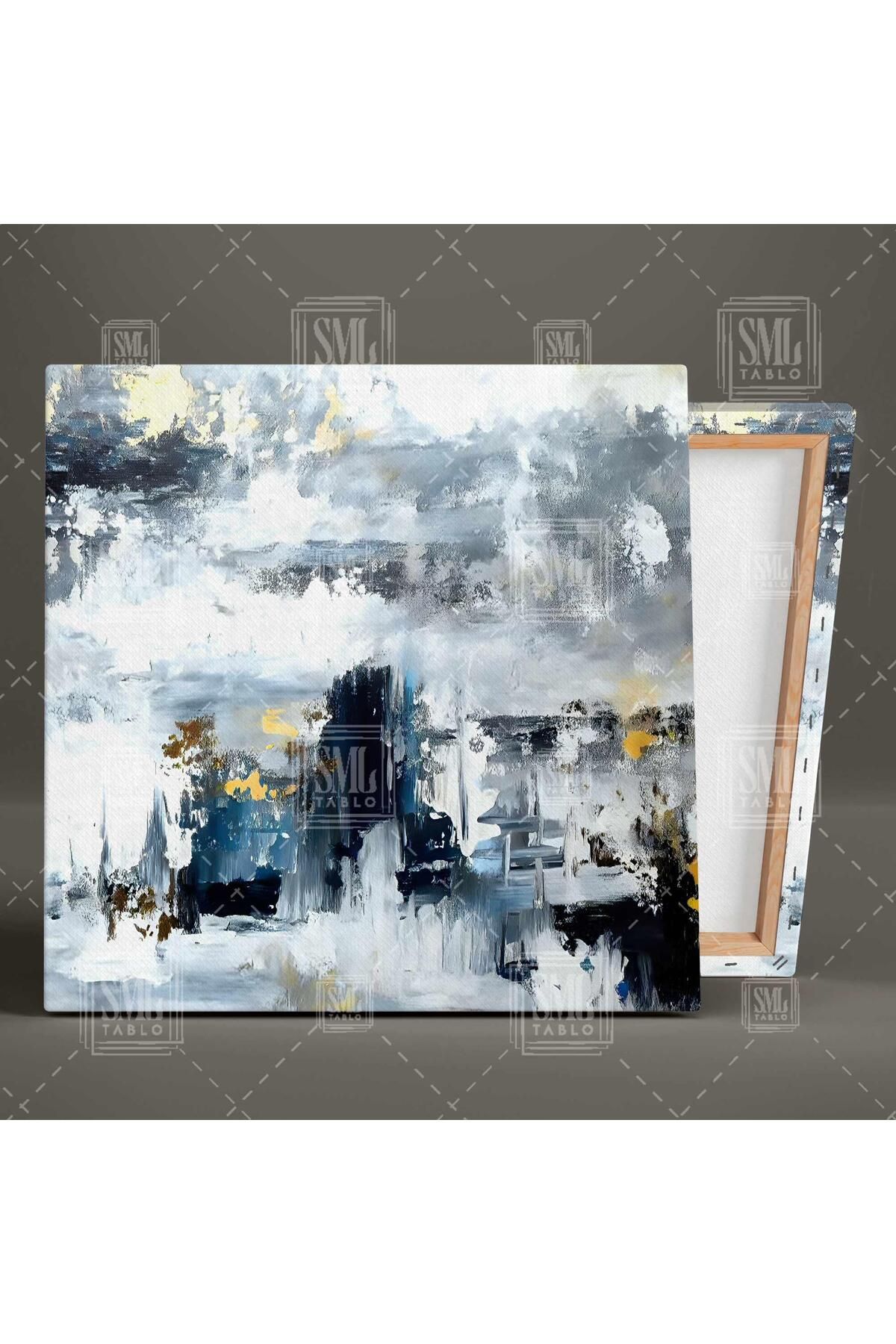 SML TABLO-Model de marmură cu detalii aurii Pictură abstractă abstractă verticală pe pânză 2