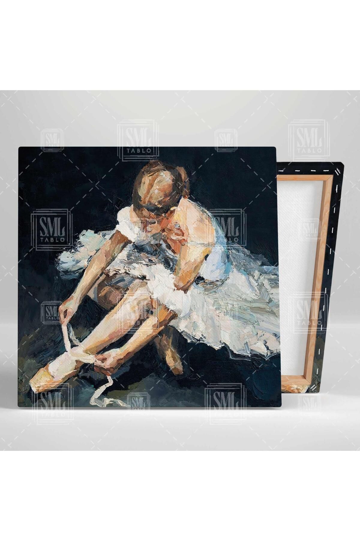 SML TABLO-Ballerina Tying Her Shoes Elegant Dancer Square Canvas Print 2