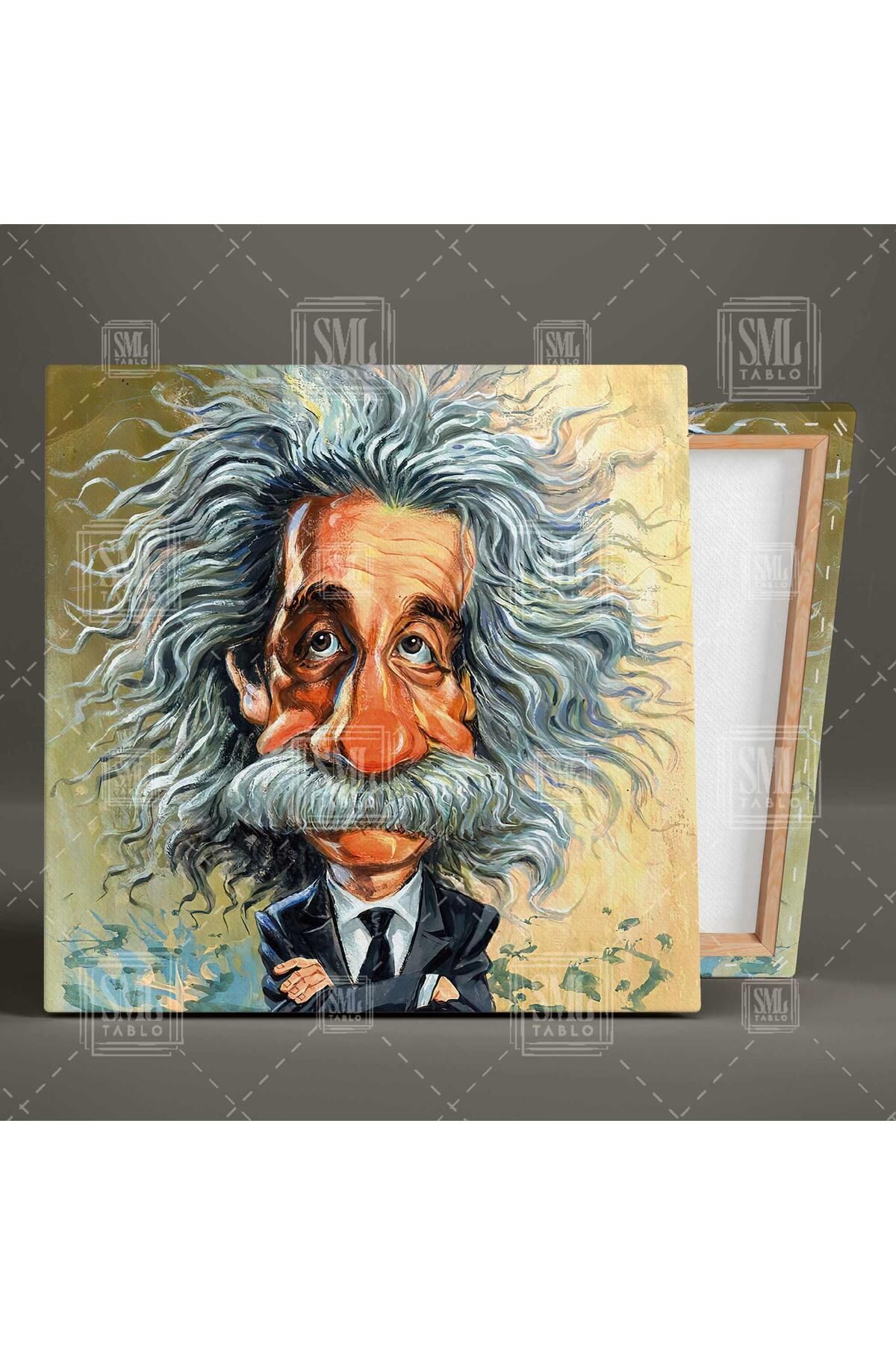 SML TABLO-Albert Einstein Cartoon Science Man Square Canvas Print 2