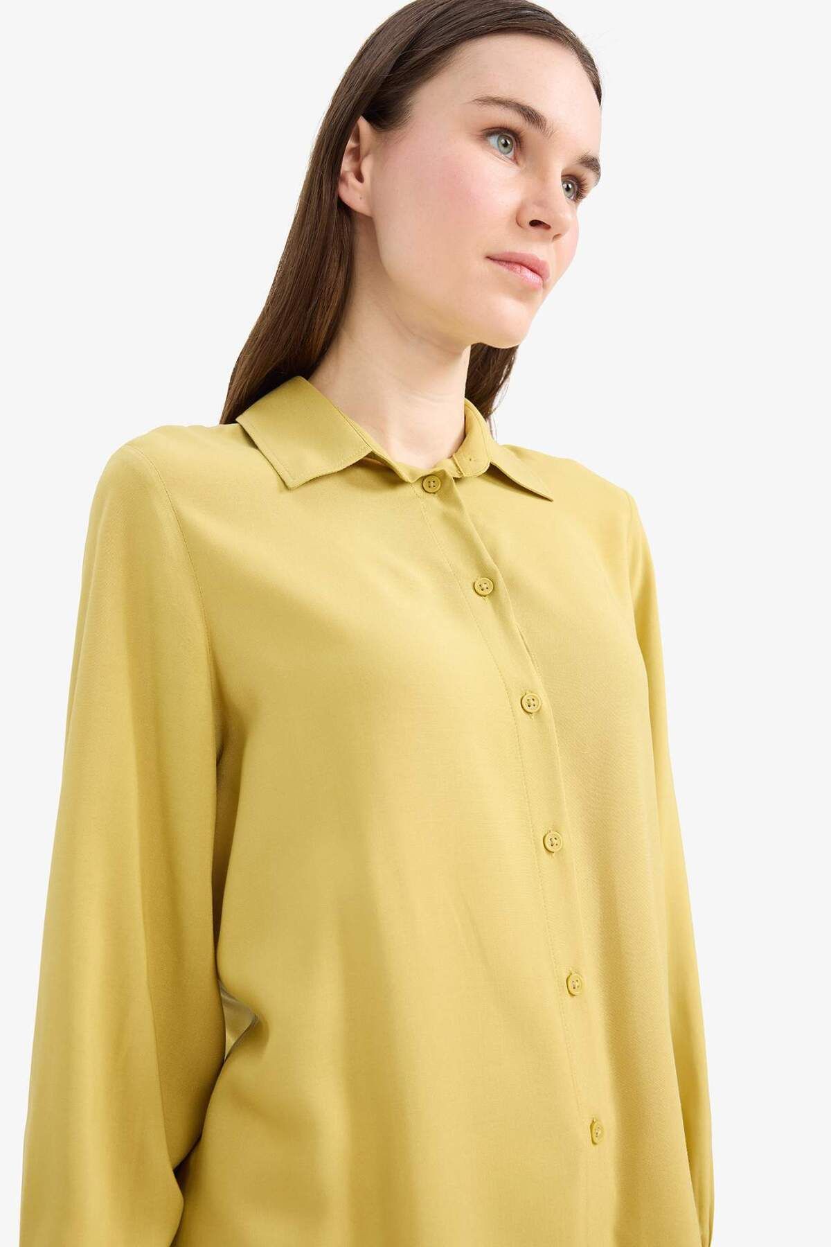DeFacto-Regular Fit Basic Plain Viskose Langarmshirt Tunika D7352AX25SP 3