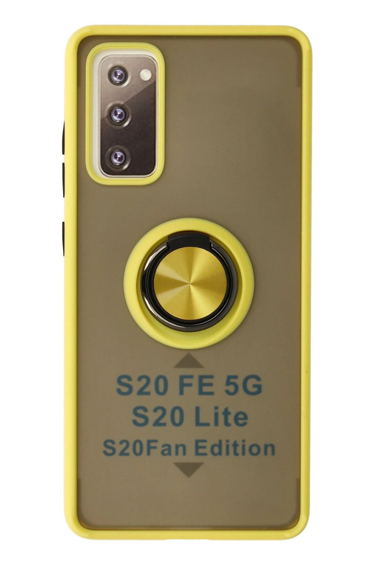 NewFace Samsung Galaxy S20 FE Kılıf Montreal Yüzüklü Silikon Kapak - Sarı HNZRN