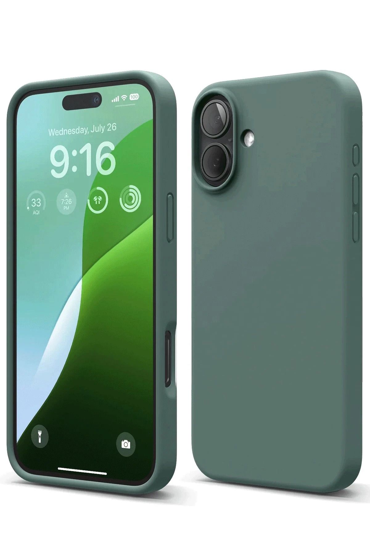 NewFace iPhone 16 Plus Kılıf Nano içi Kadife Silikon - Koyu Yeşil BSTMY