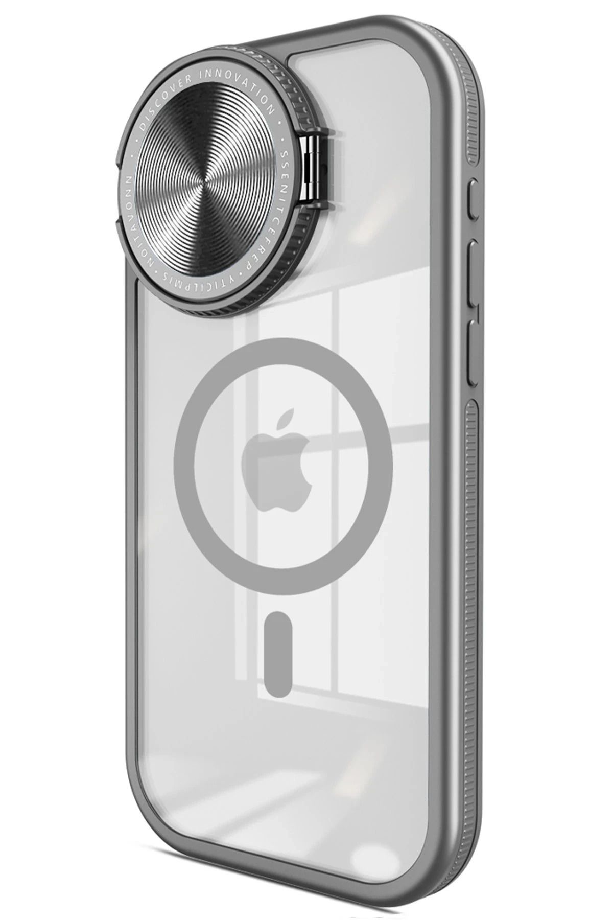 NewFace iPhone 15 Pro Kılıf Teleskop Lens Magsafe Silikon Kapak - Titan Gri JOJUA
