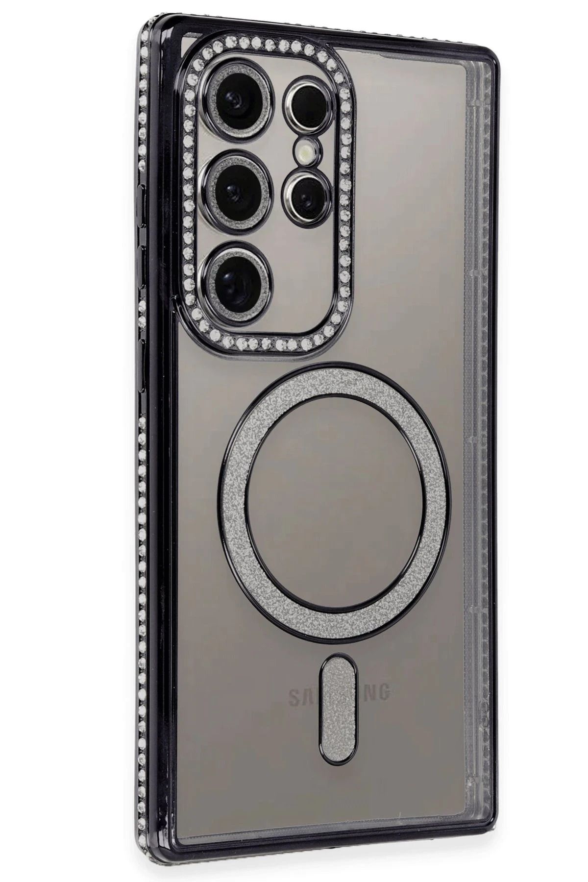 NewFace Samsung Galaxy S24 Ultra Kılıf Joke Simli Magneticsafe Kılıf - Siyah HNZRN